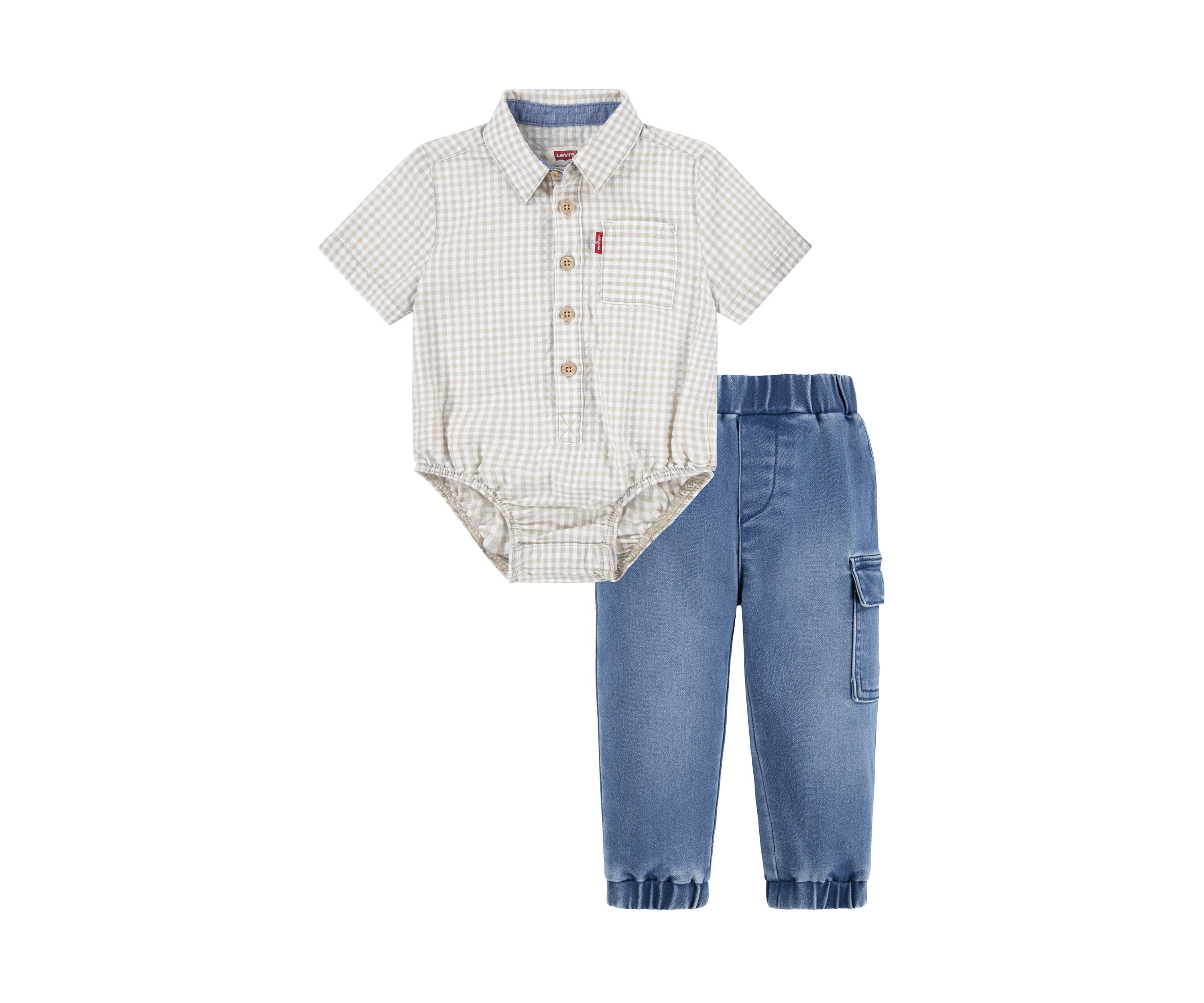 Baby Boys Gingham Bodysuit and Jogger Pants Set