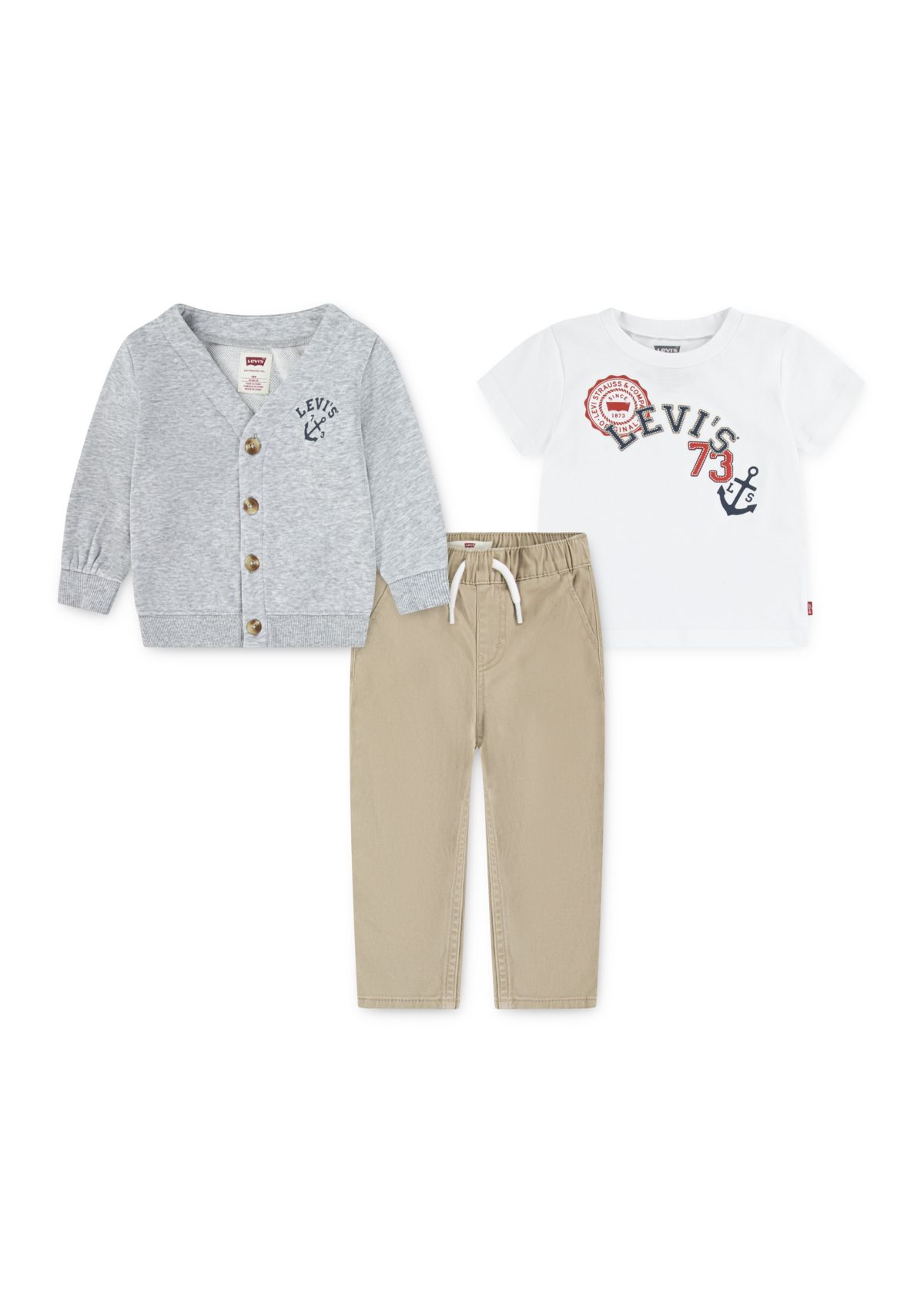 Baby Boys Three Piece Cardigan and Pants Set