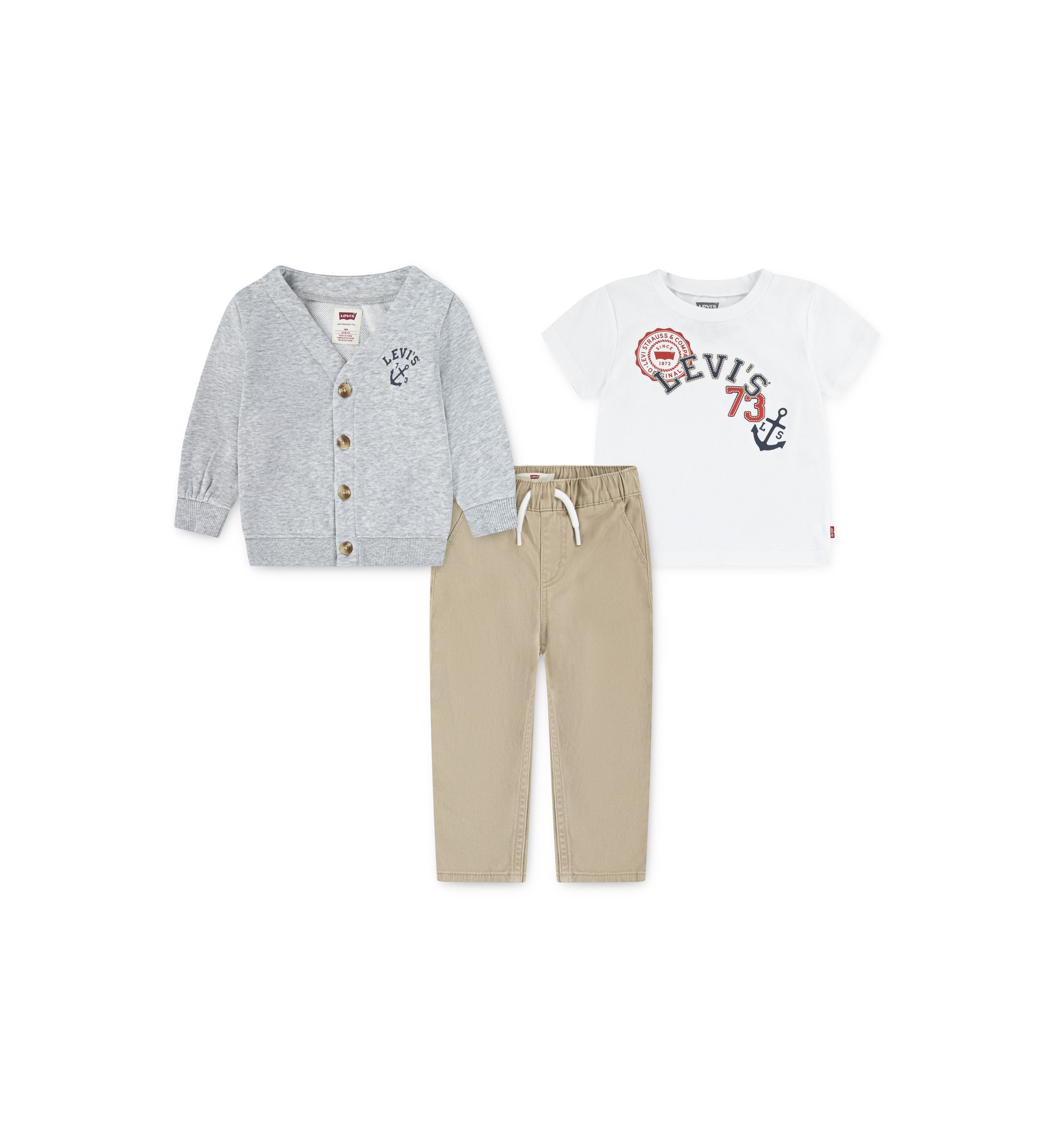 Baby Boys Three Piece Cardigan and Pants Set