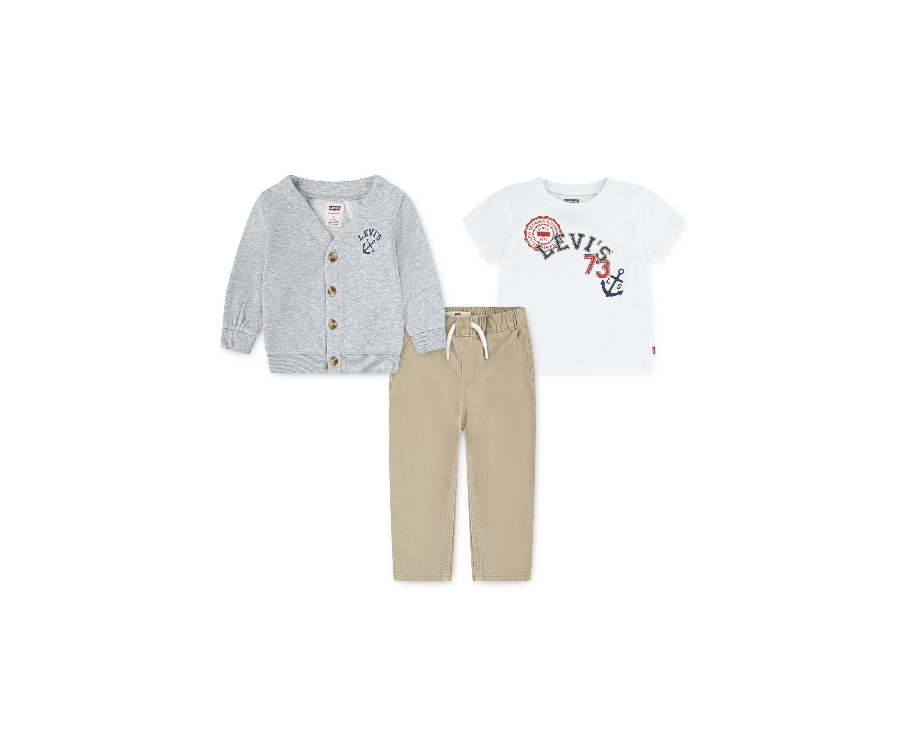 Baby Boys Three Piece Cardigan and Pants Set