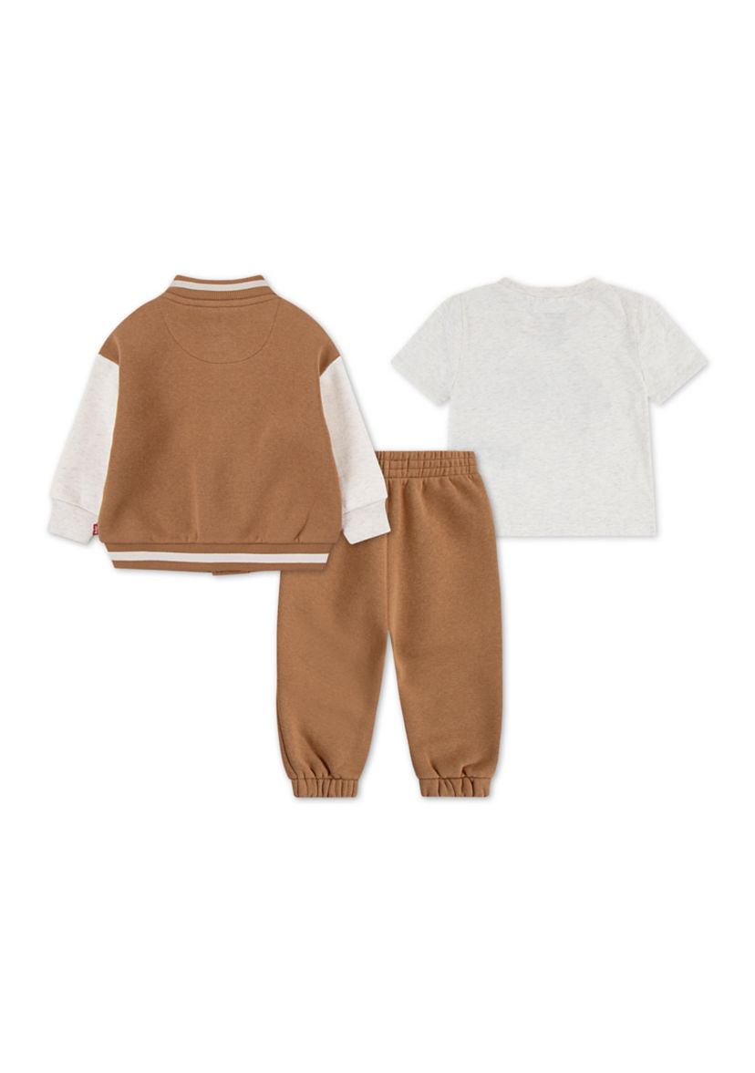 Baby Boys Three Piece Bomber Jacket and Graphic T-Shirt Set