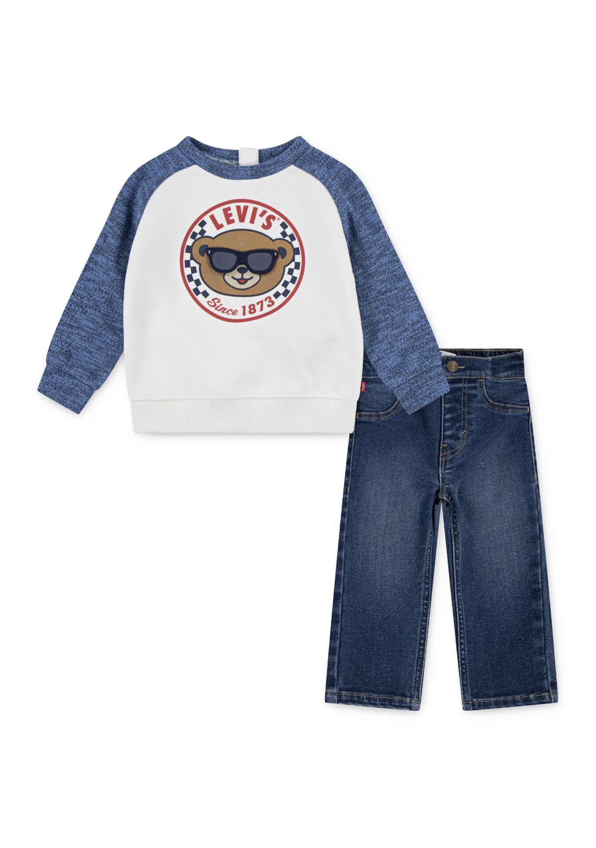 Baby Boys 3D Moto Graphic Sweatshirt and Denim Jeans Set