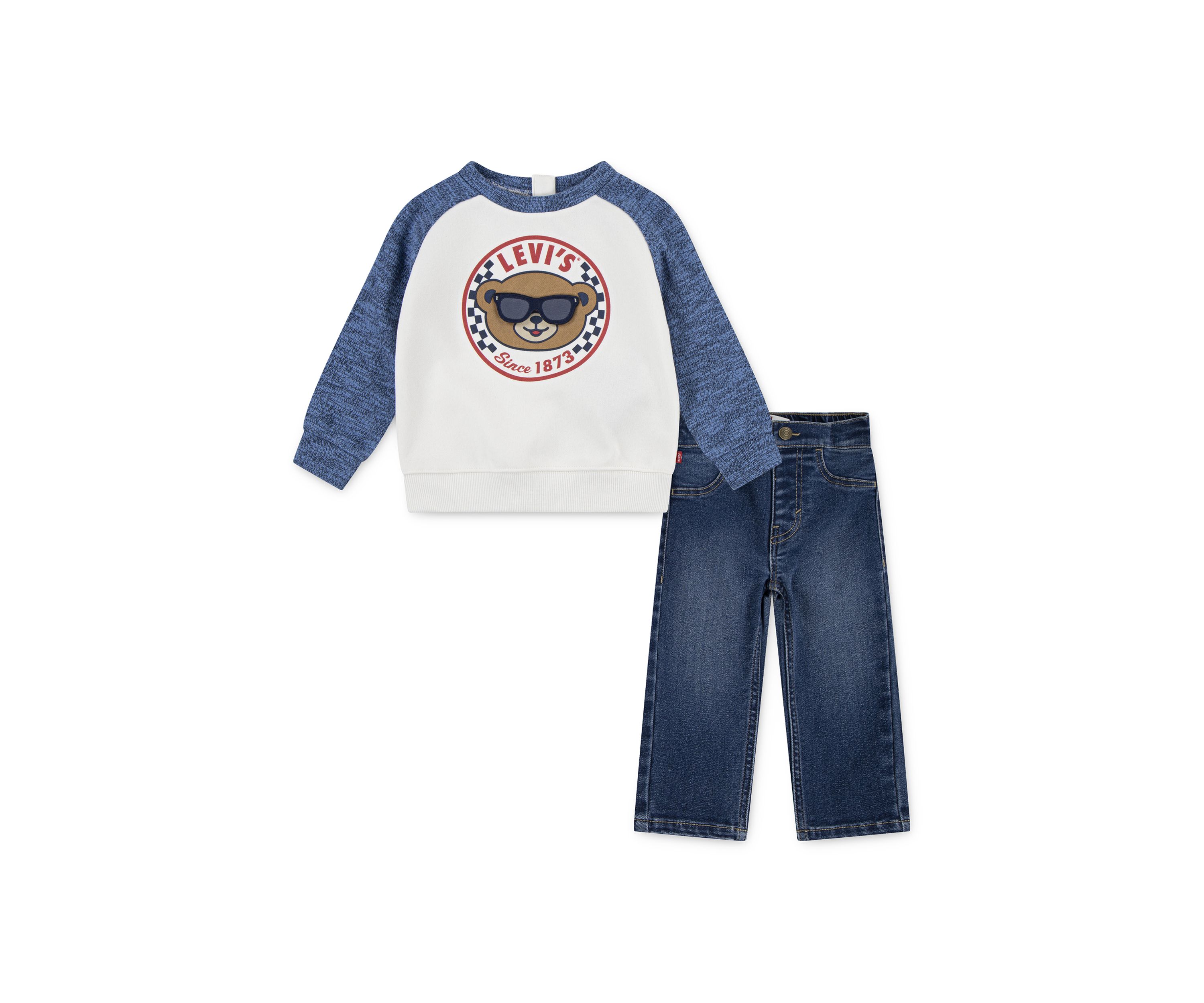 Baby Boys 3D Moto Graphic Sweatshirt and Denim Jeans Set