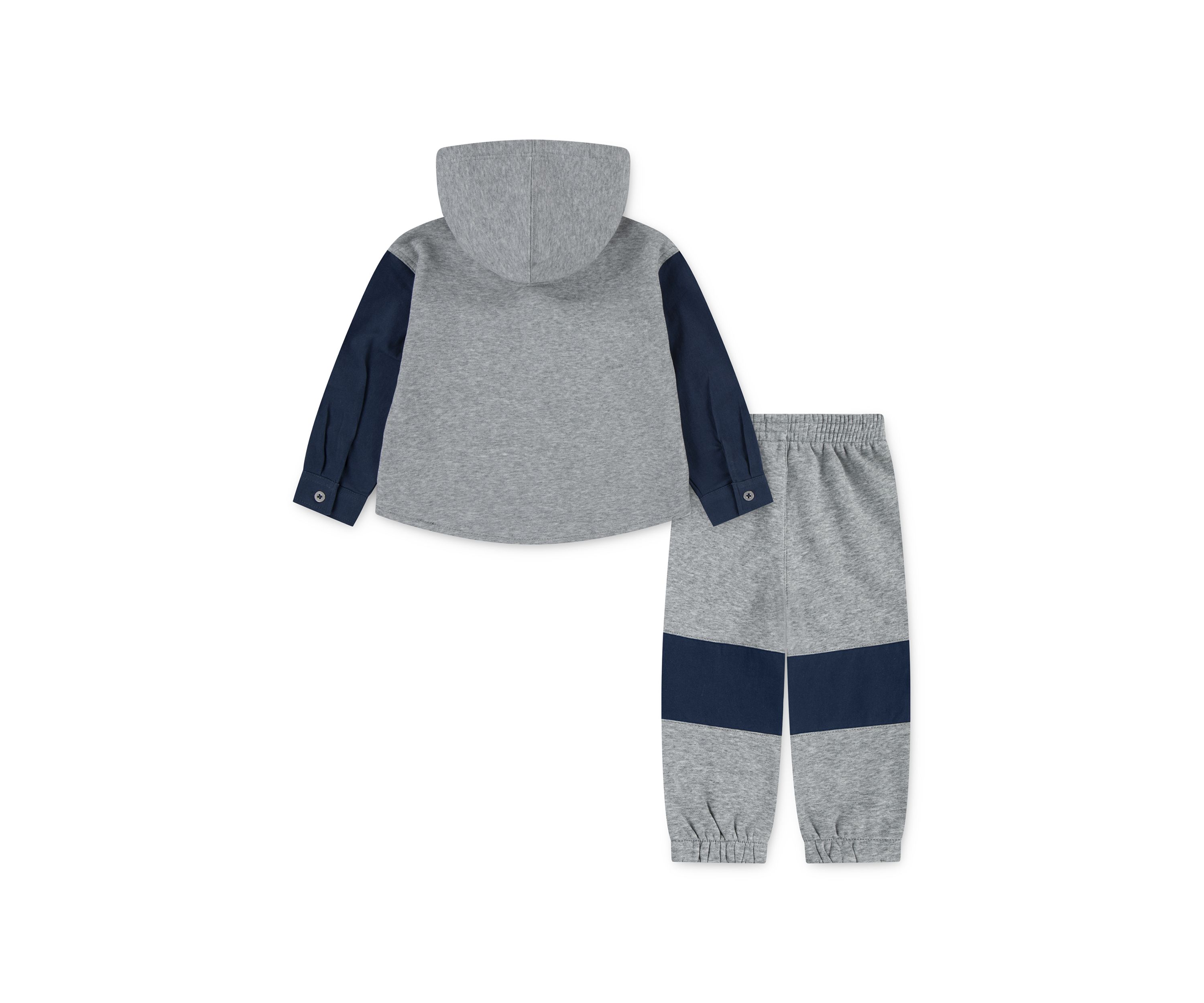 Baby Boys Hooded Shirt Jacket and Fleece Joggers Set