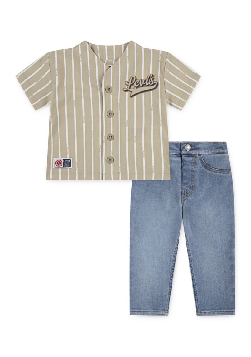 Baby Boys Baseball Shirt and Denim Jeans Set
