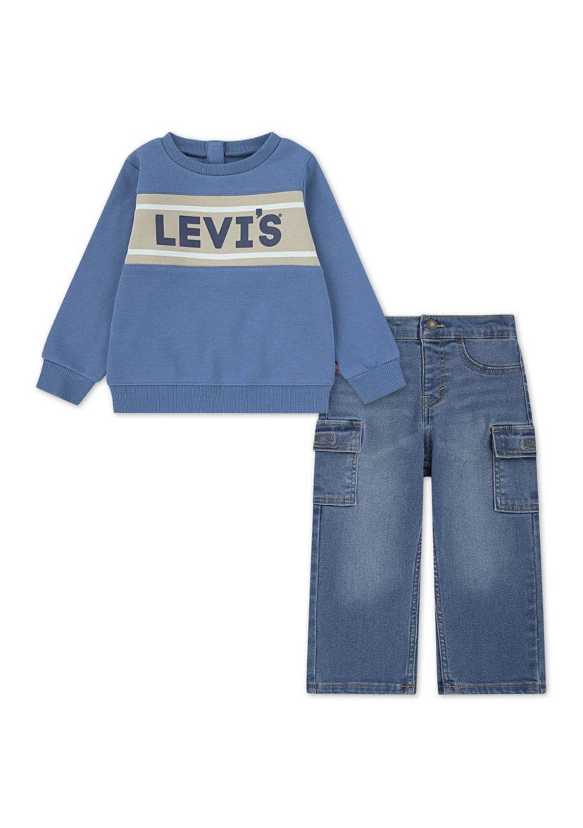 Baby Boys Stay Loose Graphic Sweatshirt and Jeans Set