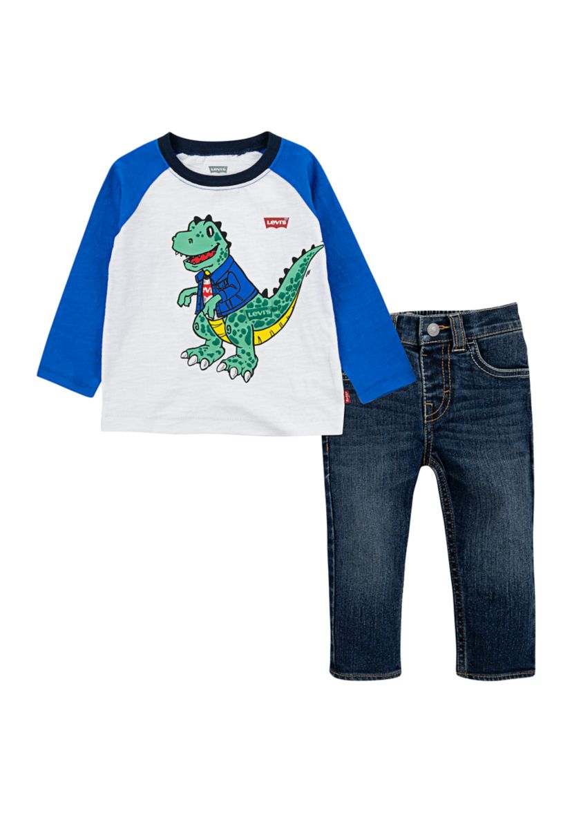 Toddler Boys Raglan Top and Jeans Set