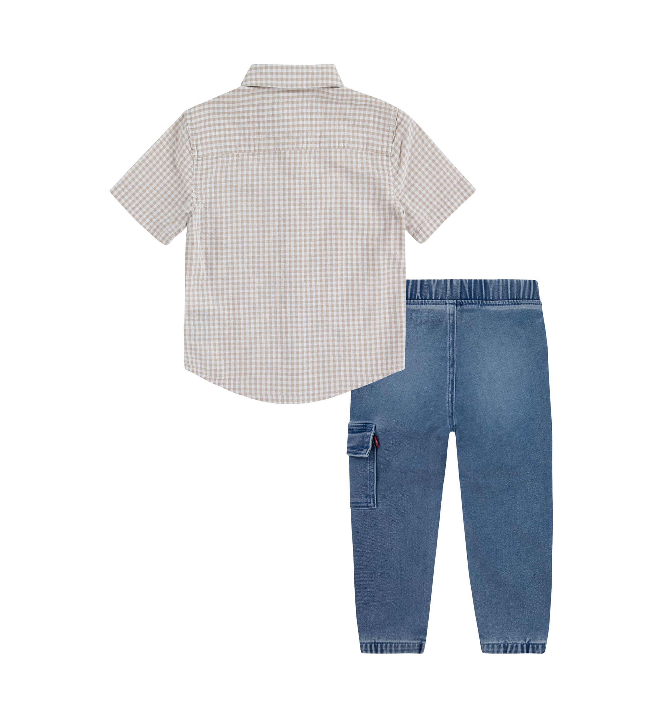 Toddler Boys Gingham Top and Jogger Pants Set