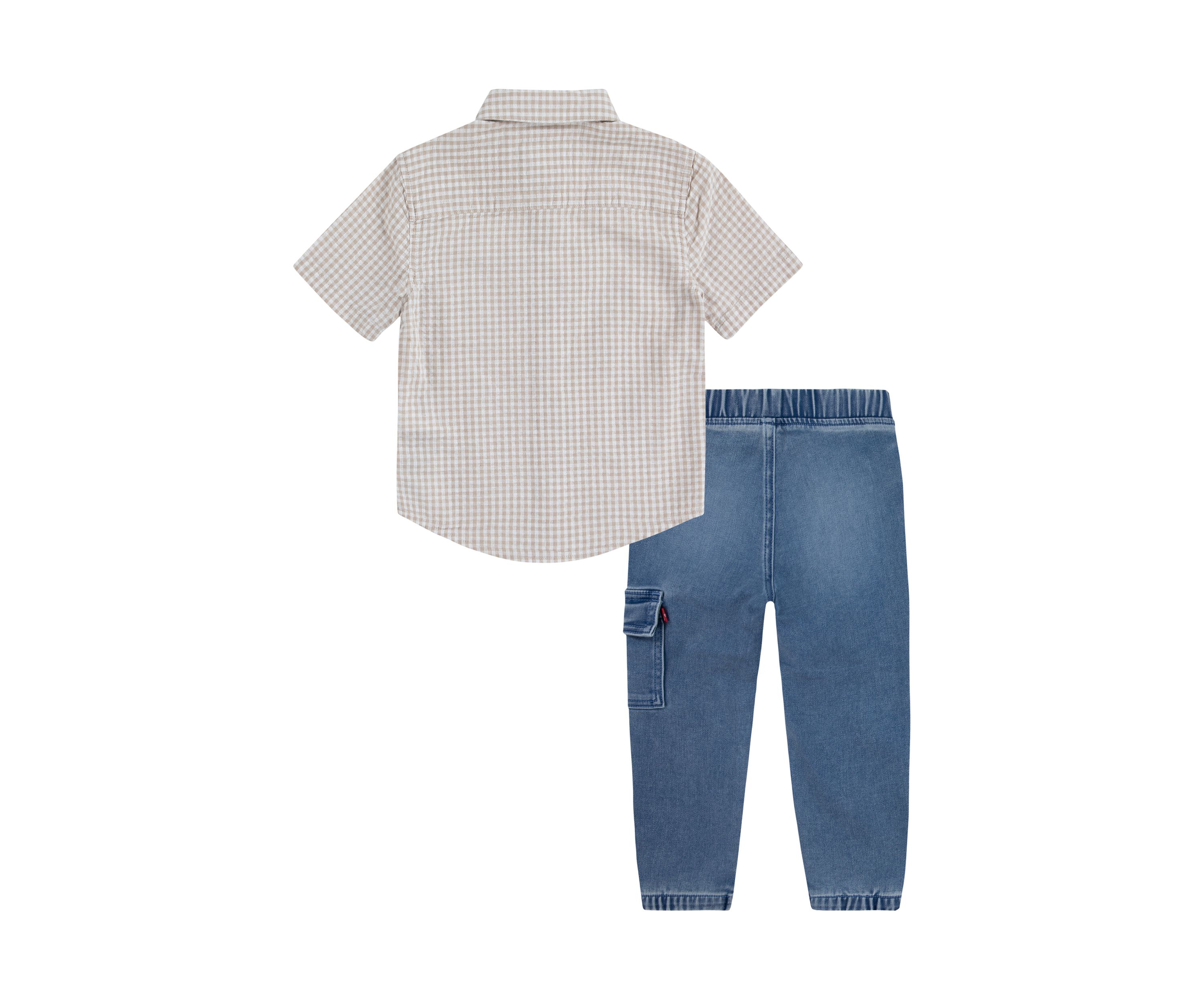Toddler Boys Gingham Top and Jogger Pants Set