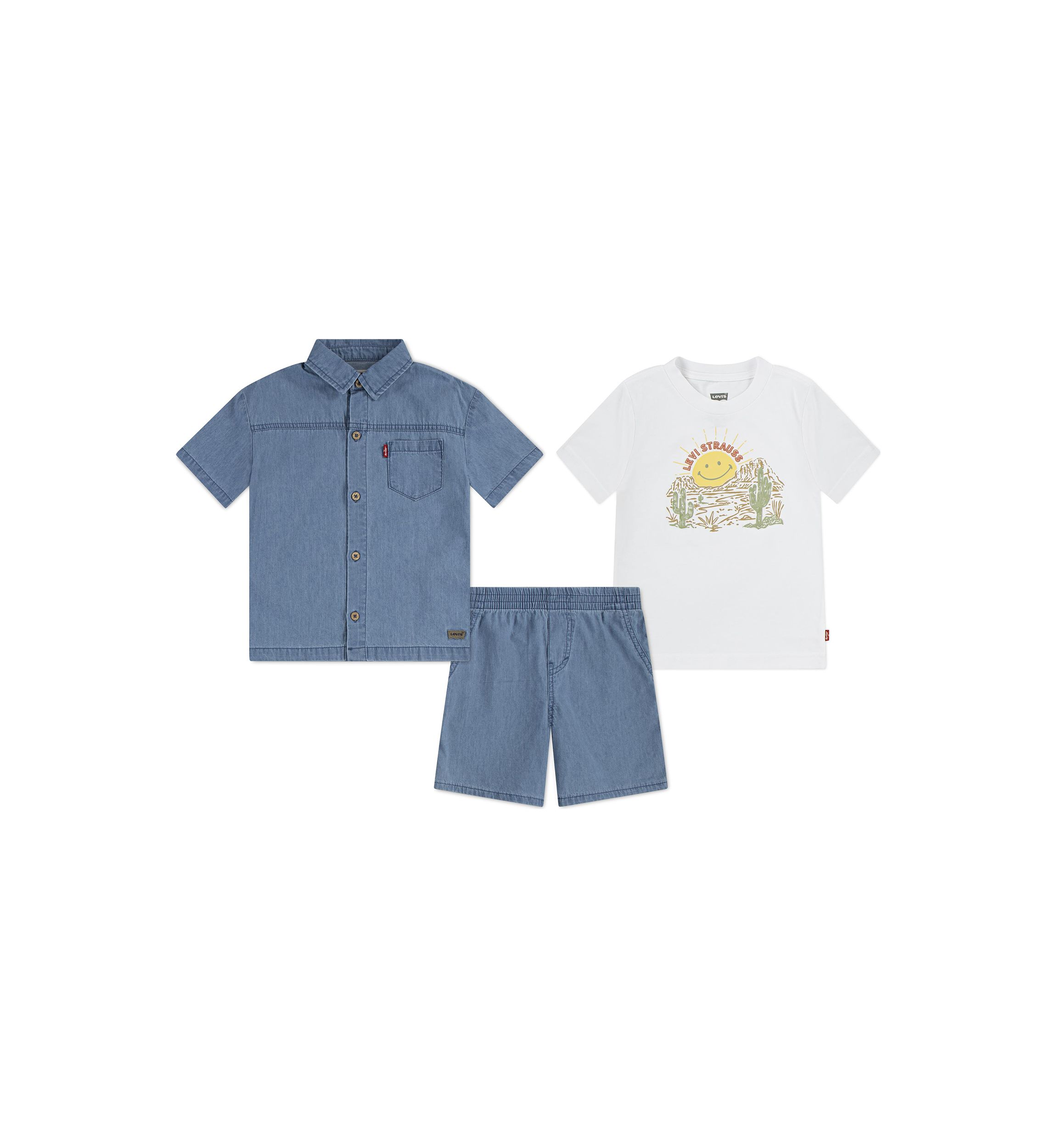 Toddler Boys Three Piece Woven Shorts Set