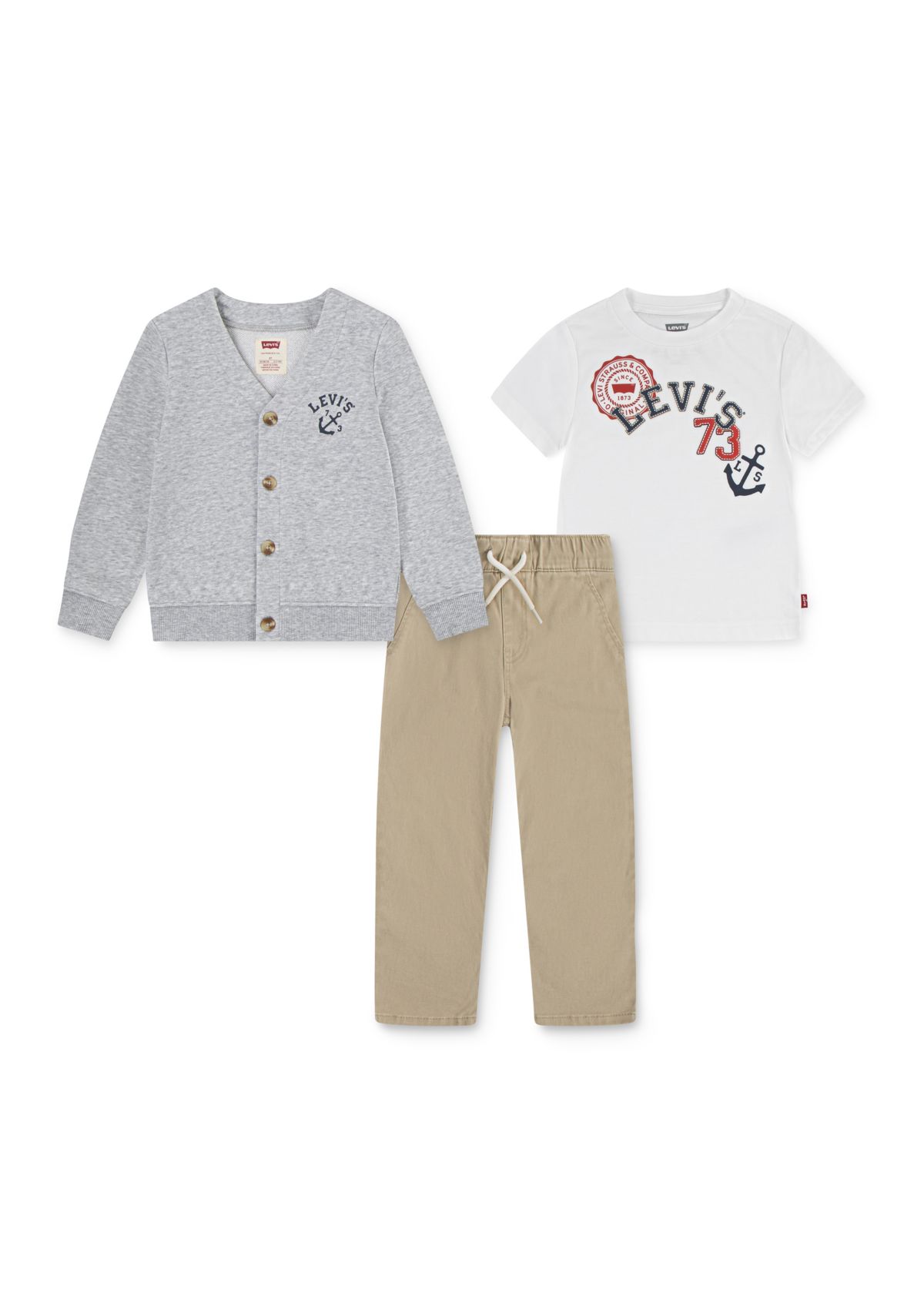 Toddler Boys Three Piece Cardigan and Pants Set