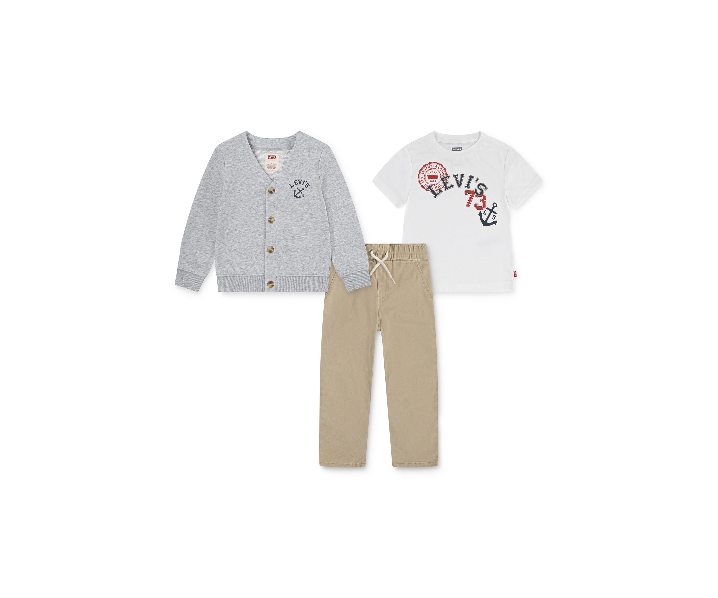 Toddler Boys Three Piece Cardigan and Pants Set