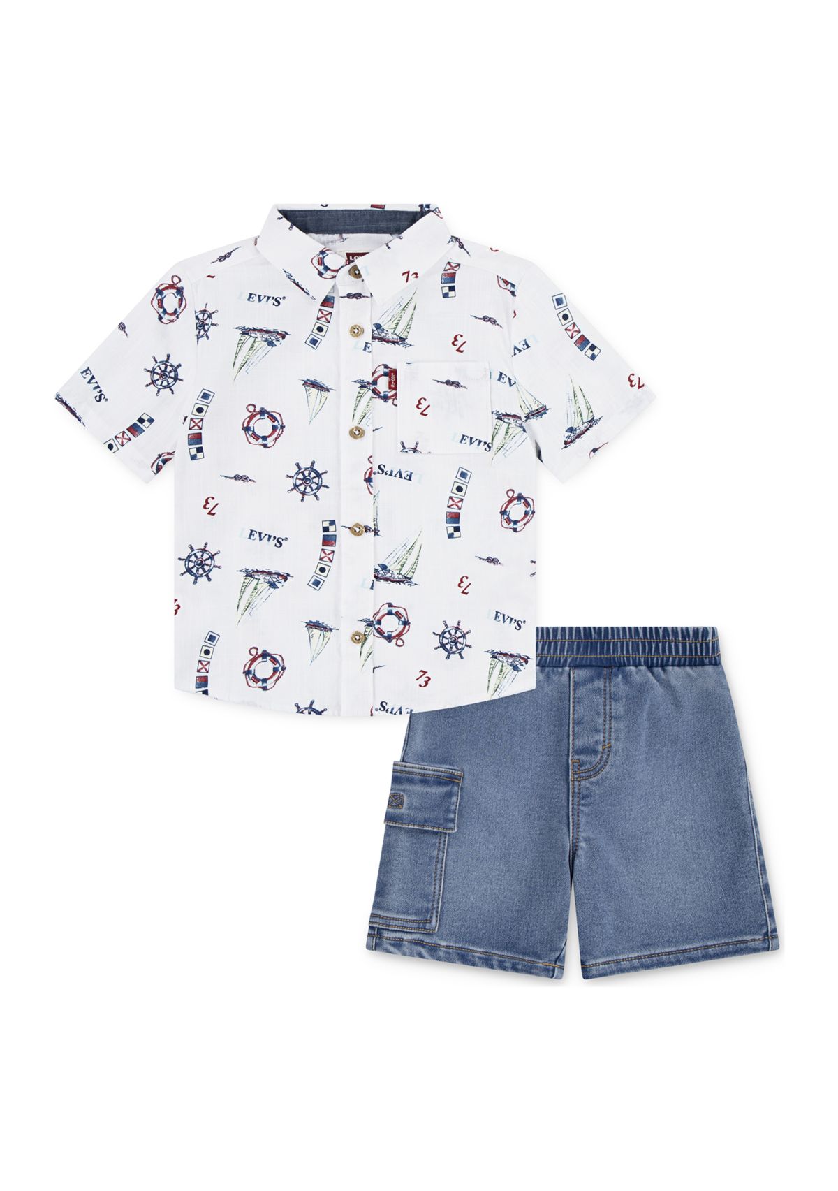 Toddler Boys Sailing rinted Shirt and Shorts Set