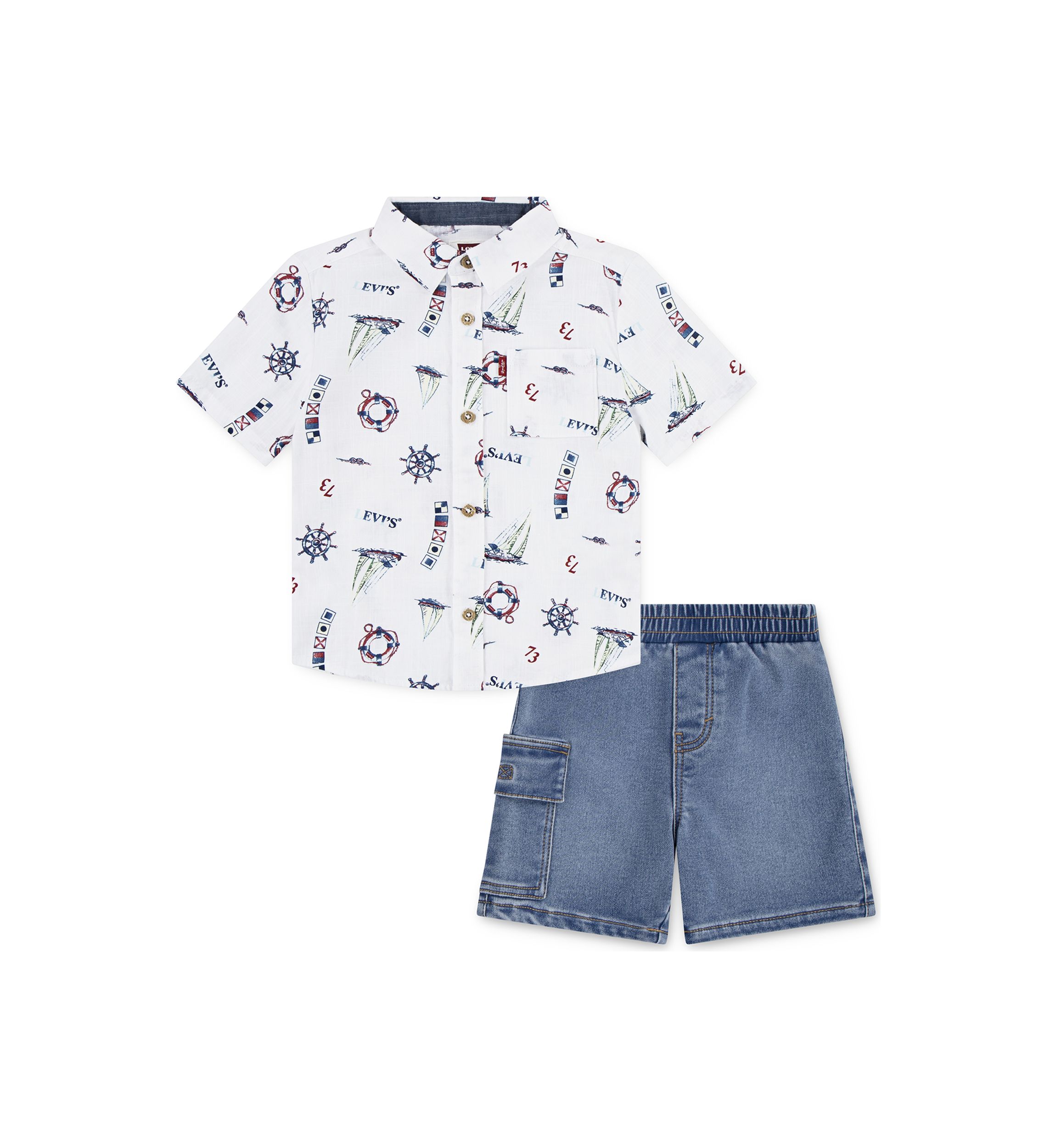 Toddler Boys Sailing rinted Shirt and Shorts Set