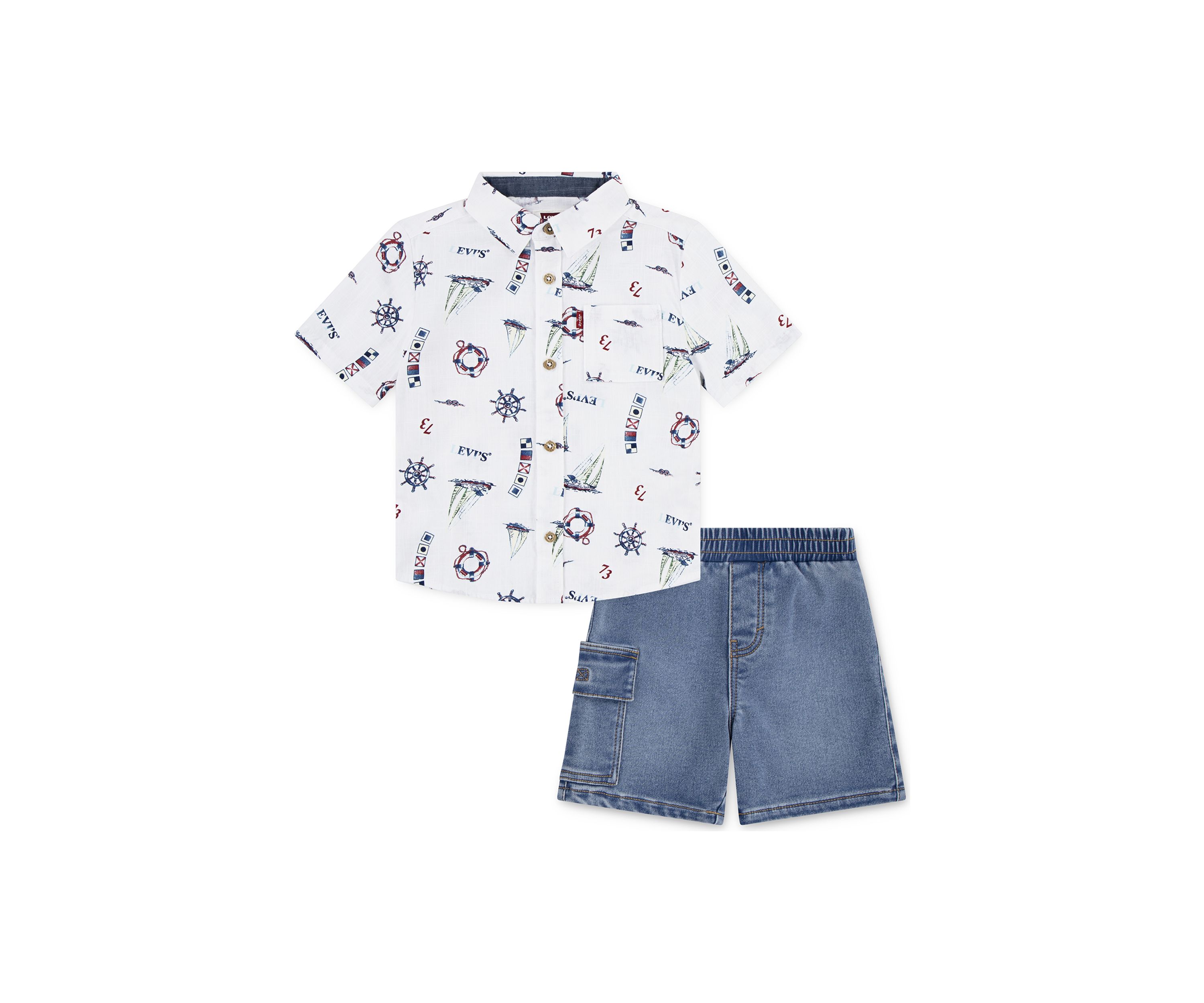 Toddler Boys Sailing rinted Shirt and Shorts Set