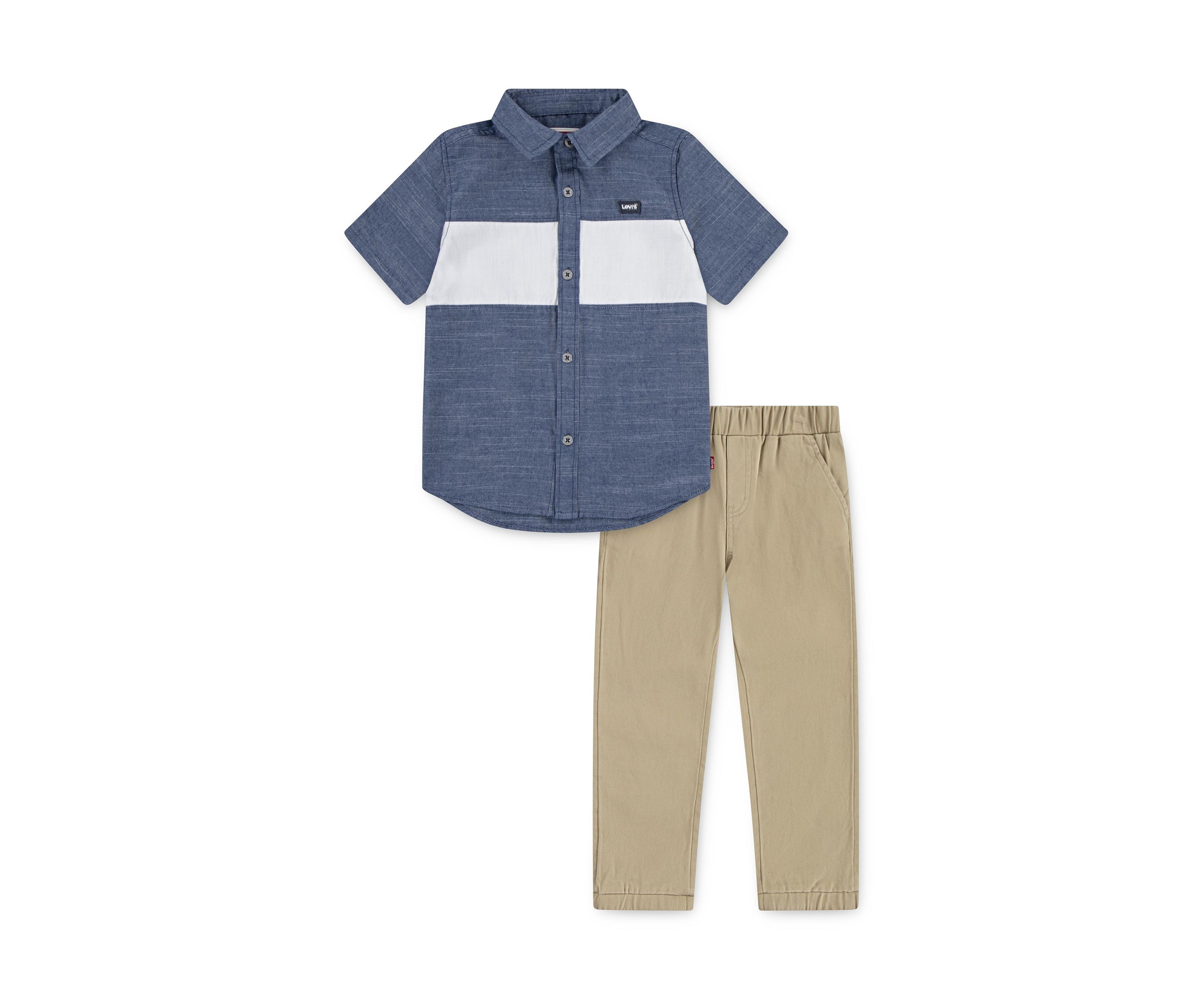 Toddler Boys Chambray Shirt and Joggers Set