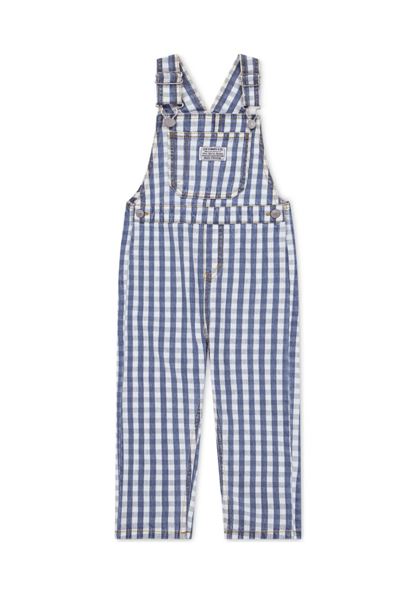 Toddler Boys Gingham Denim Overalls