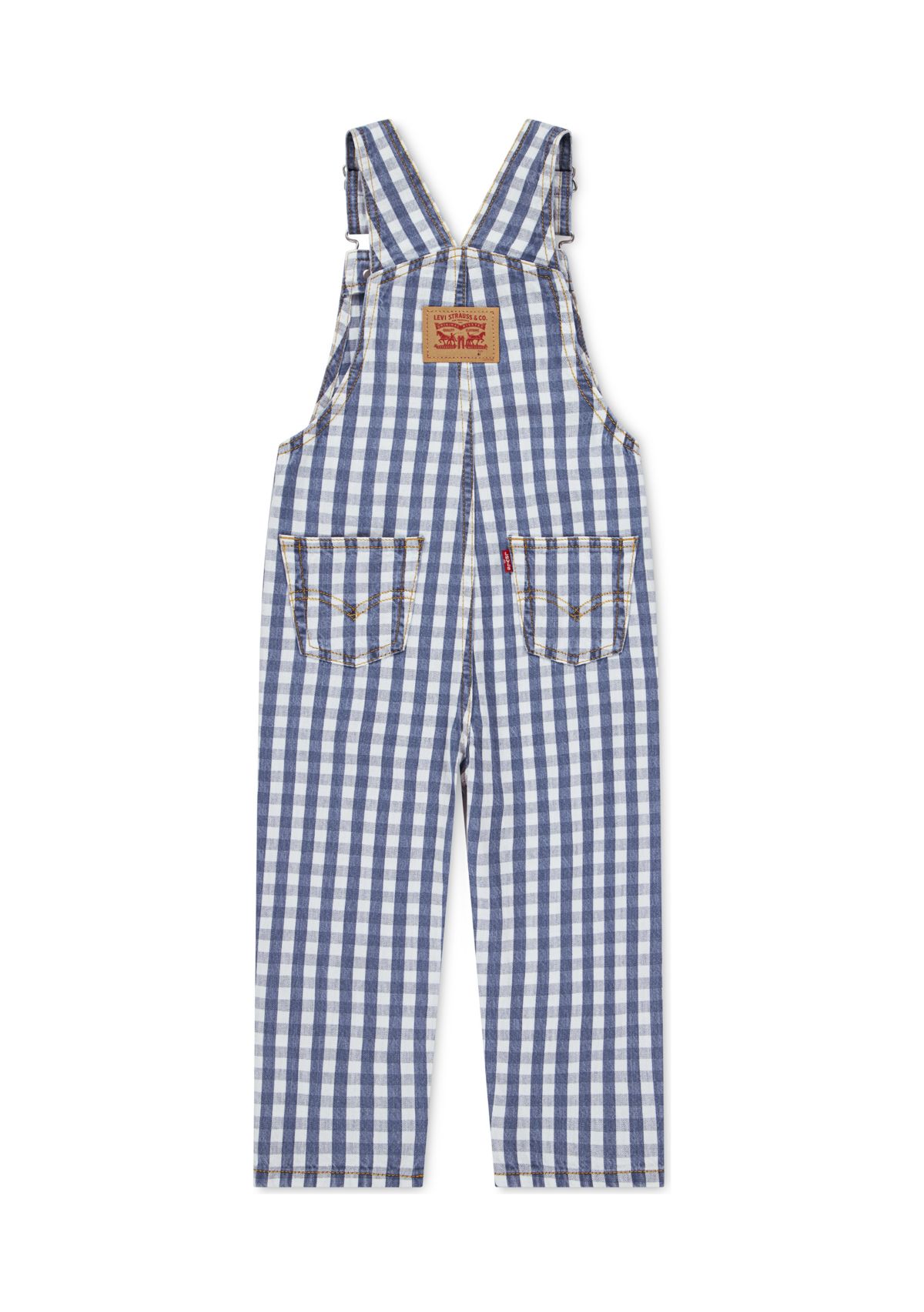 Toddler Boys Gingham Denim Overalls