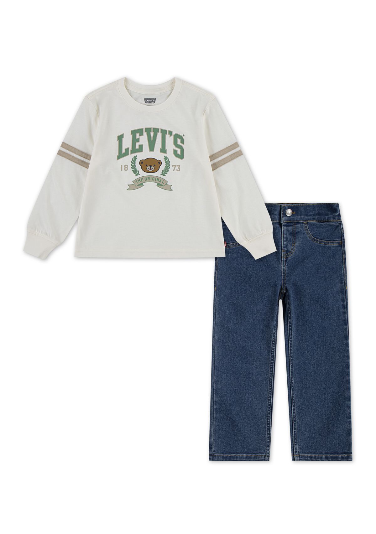 Toddler Boys Football Graphic T-Shirt and Denim Jeans Set