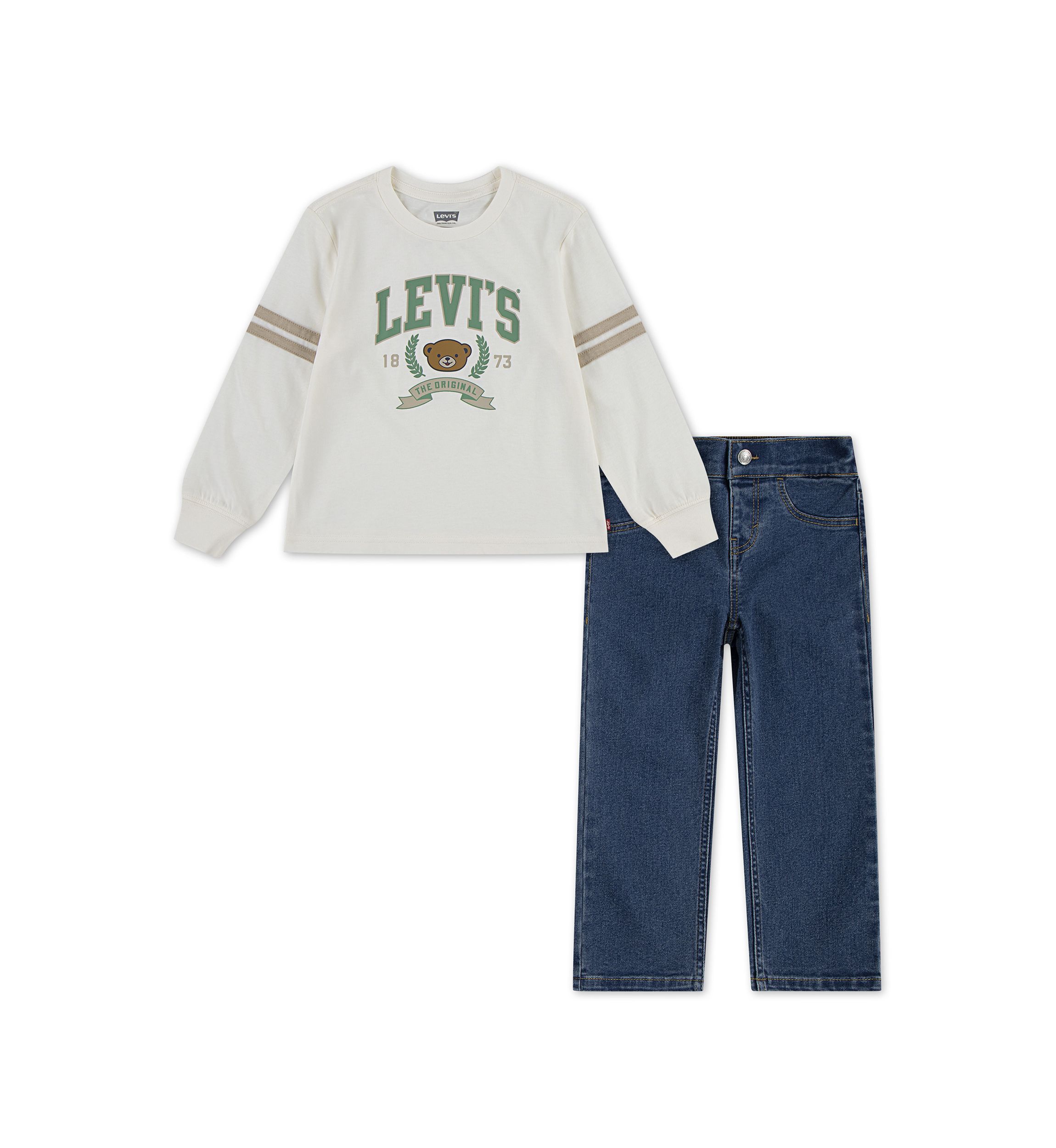 Toddler Boys Football Graphic T-Shirt and Denim Jeans Set