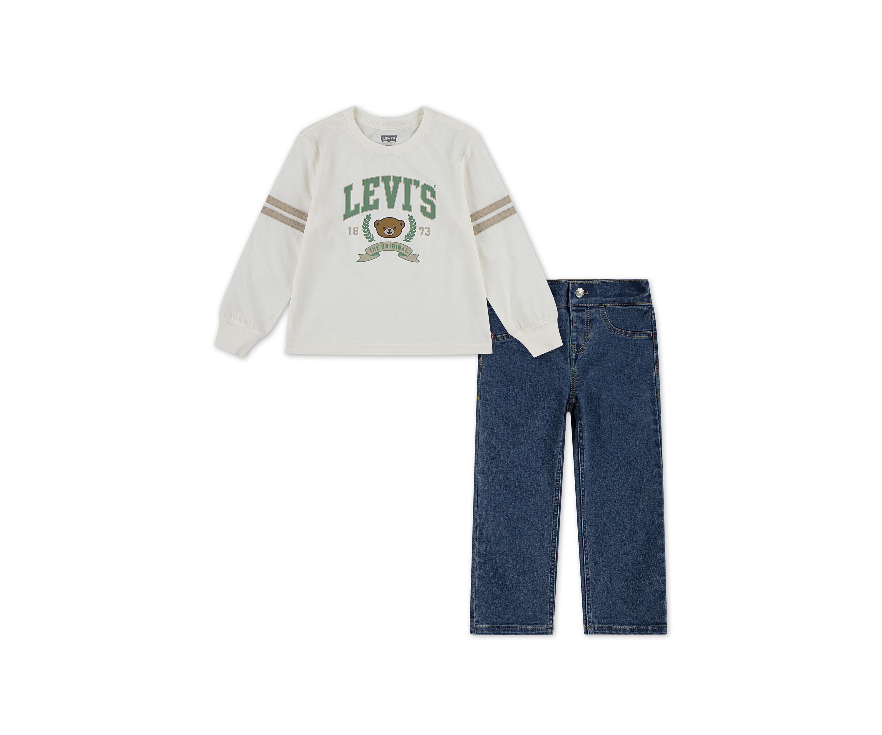 Toddler Boys Football Graphic T-Shirt and Denim Jeans Set