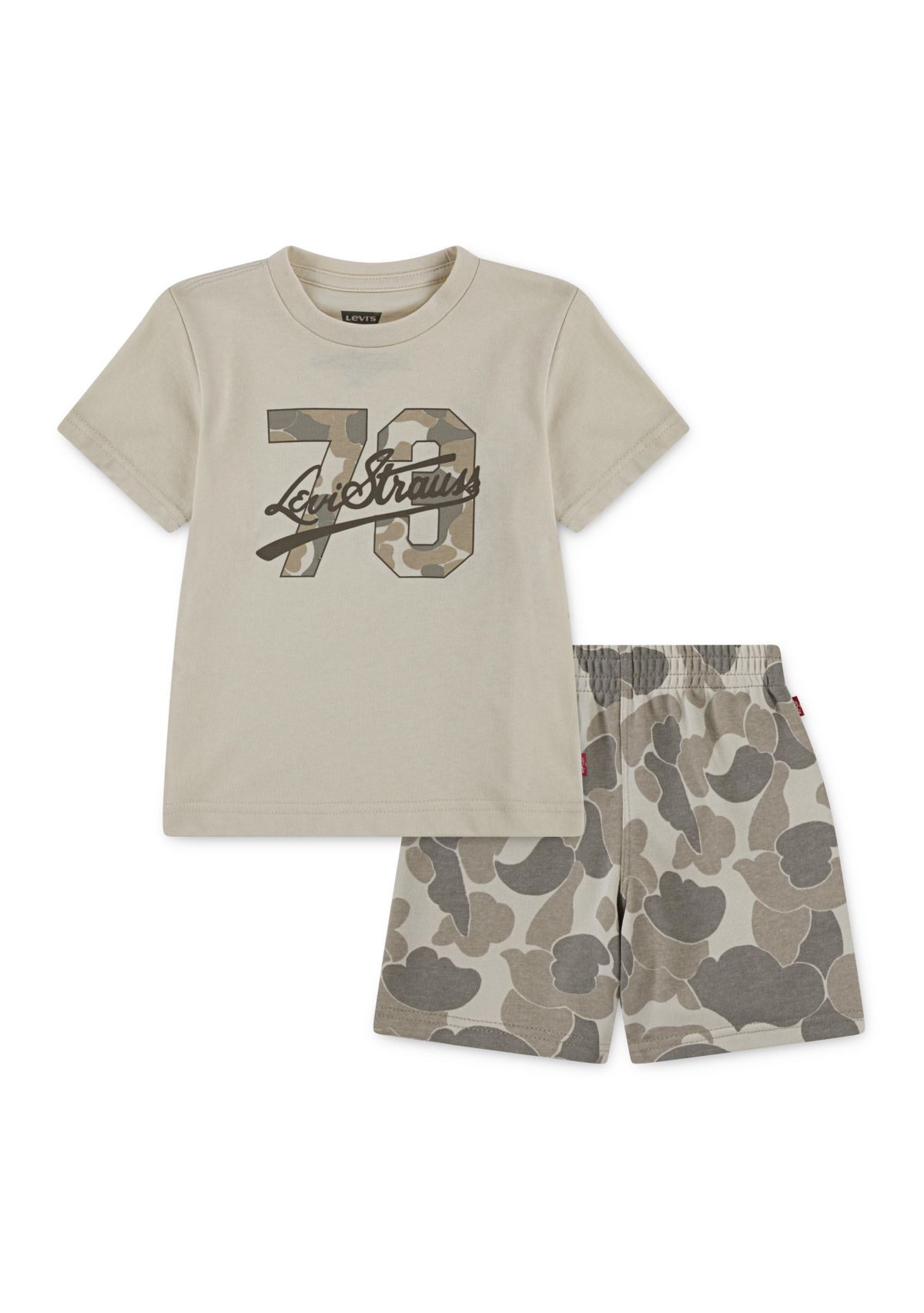 Toddler Boys Graphic T-Shirt and Camo Printed Shorts Set