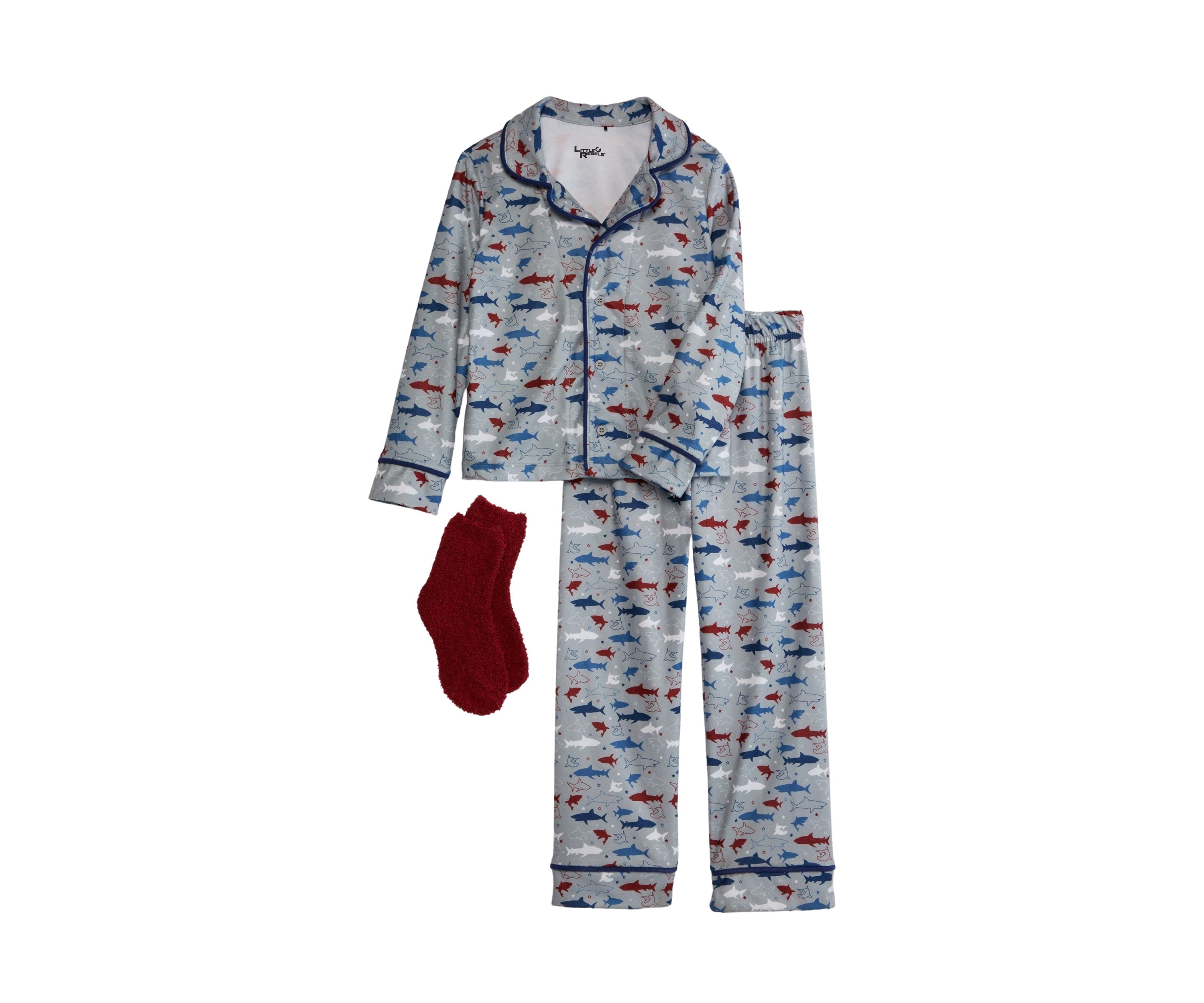 Boys 4-7 Shark Pajama Pant and Top Set