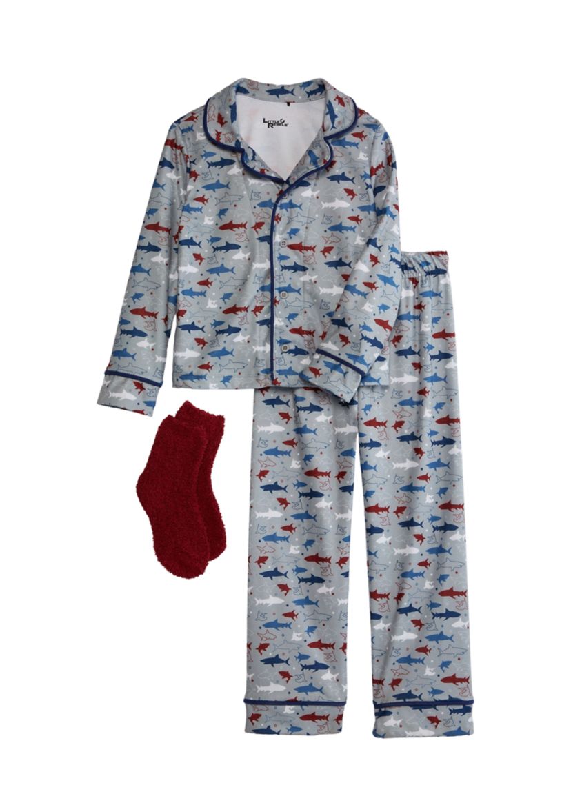 Boys 4-7 Shark Pajama Pant and Top Set