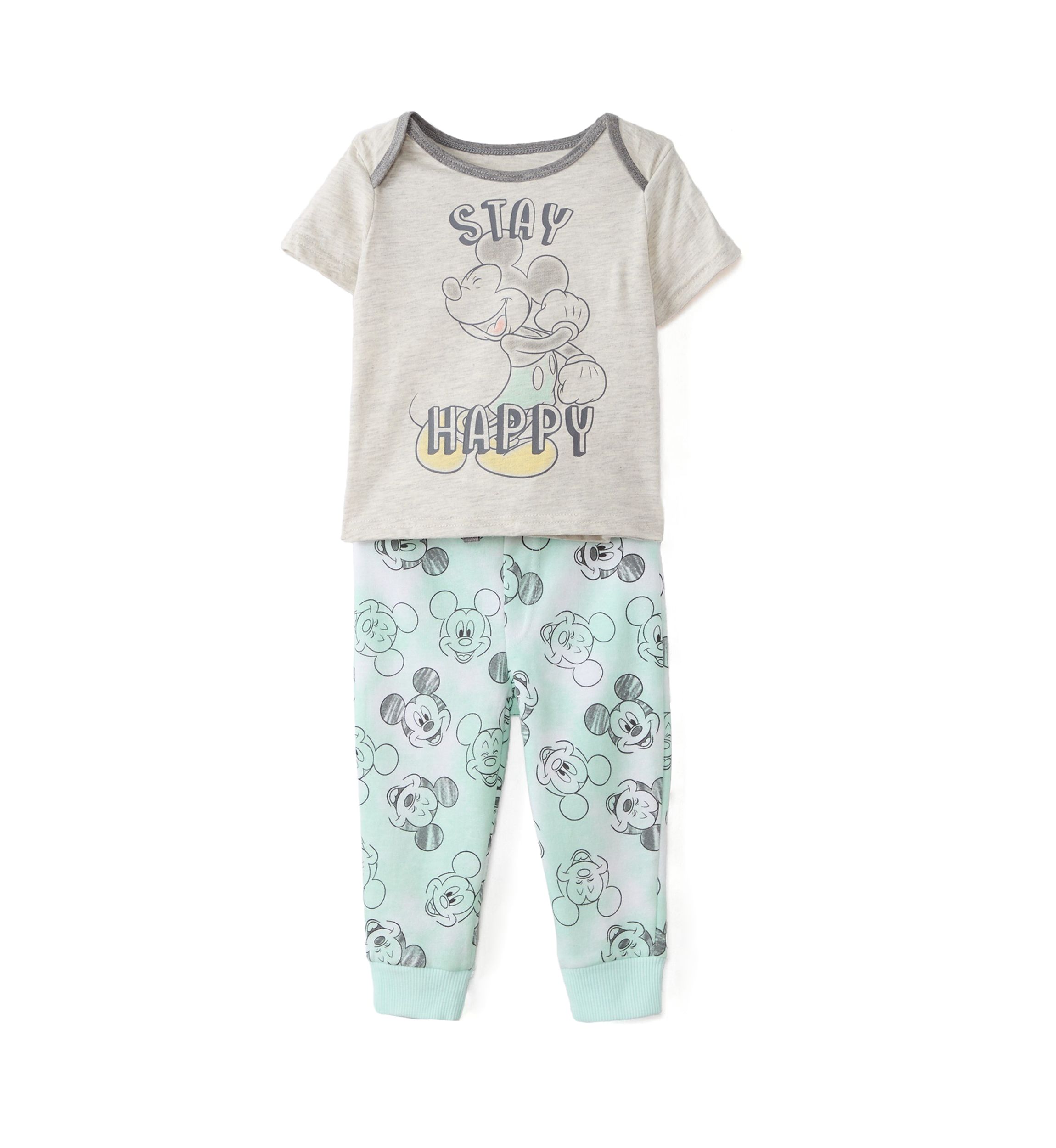 Baby Boys Three Piece Mickey Mouse Printed Jacket and Pants Set