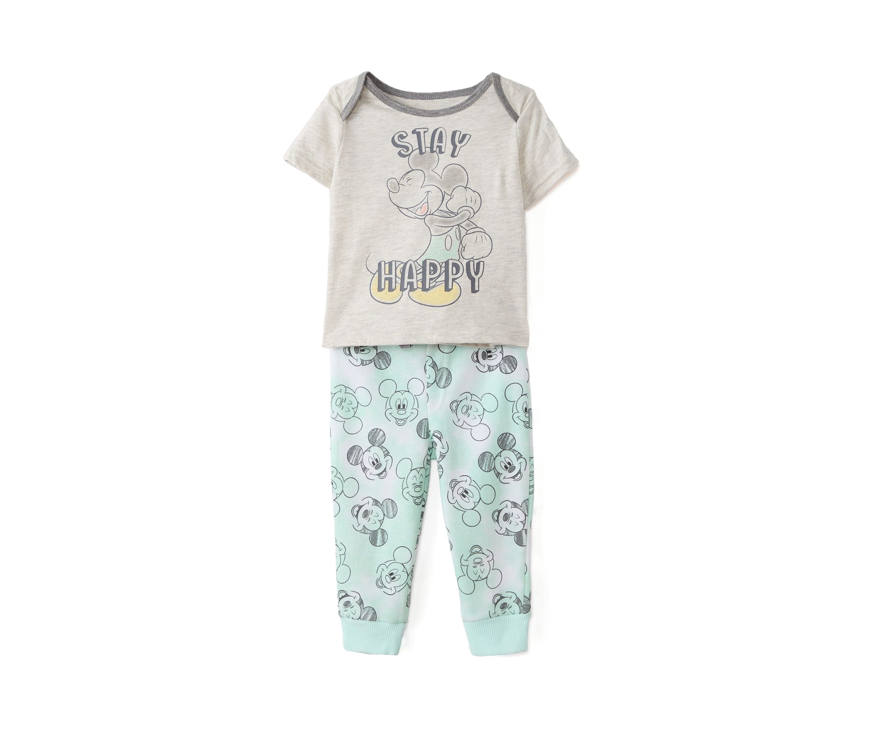 Baby Boys Three Piece Mickey Mouse Printed Jacket and Pants Set