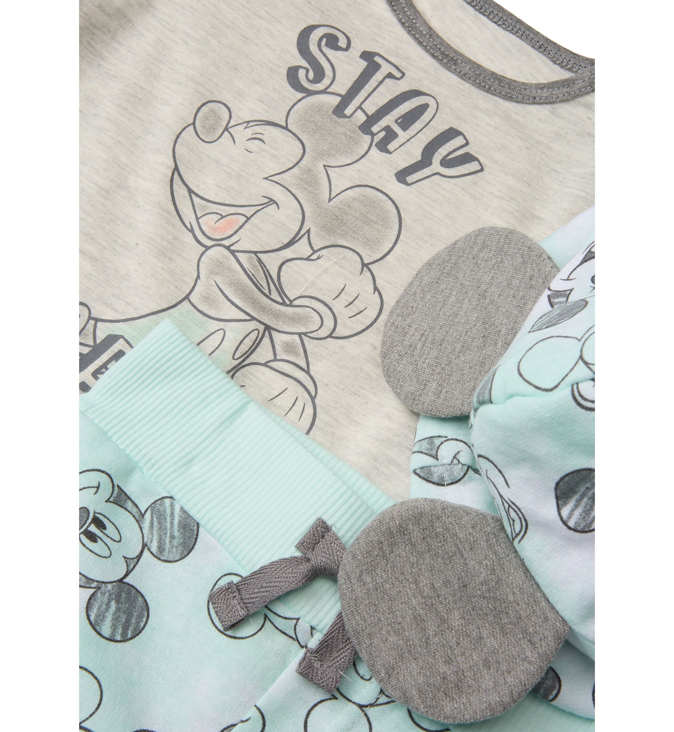 Baby Boys Three Piece Mickey Mouse Printed Jacket and Pants Set