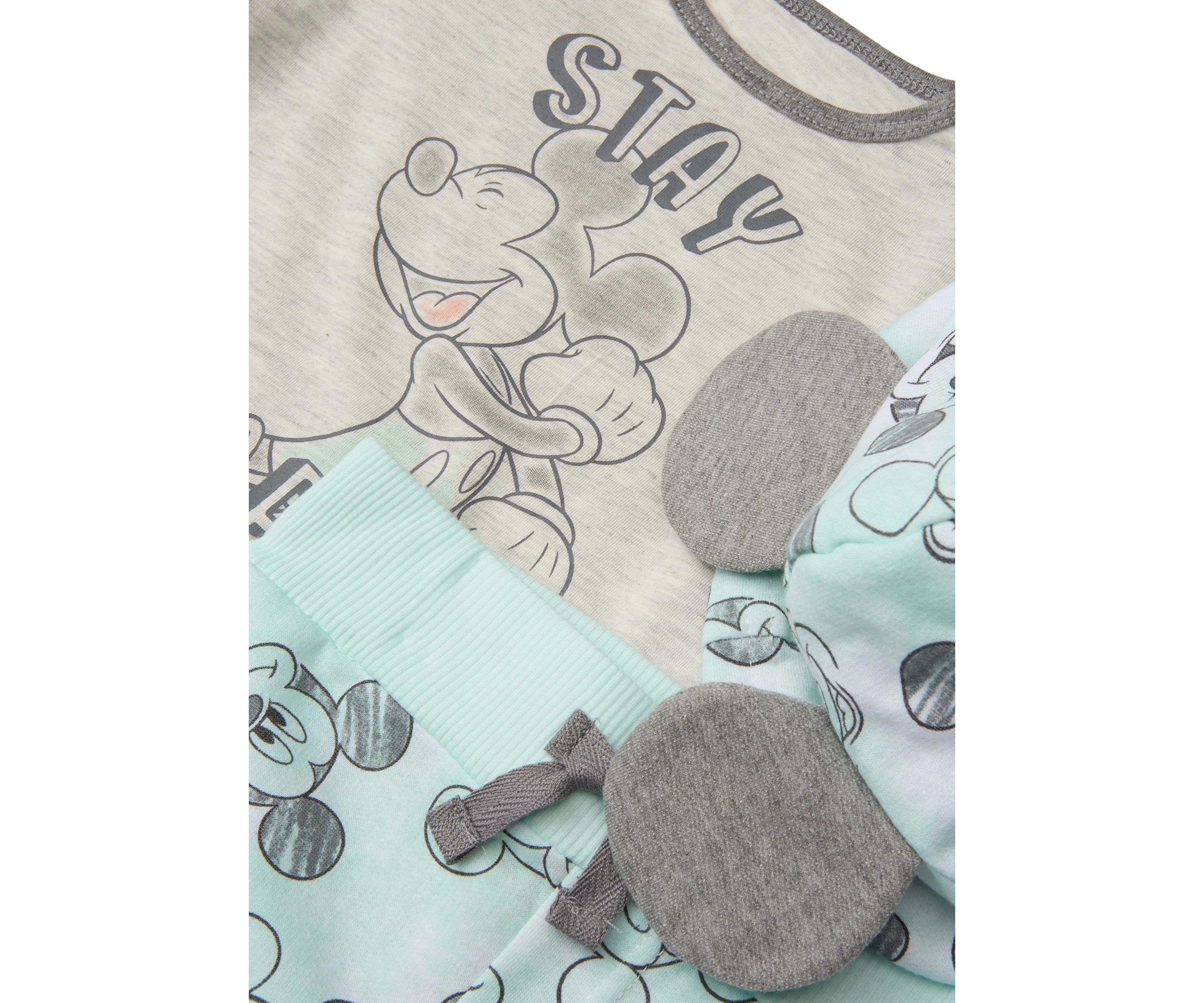 Baby Boys Three Piece Mickey Mouse Printed Jacket and Pants Set