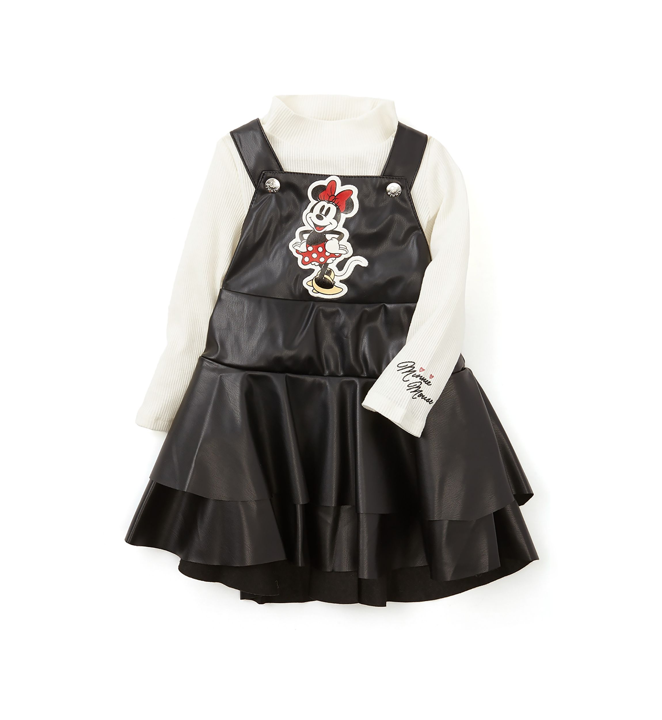 Baby Girls Minnie Mouse Leather Jumper Dress Set