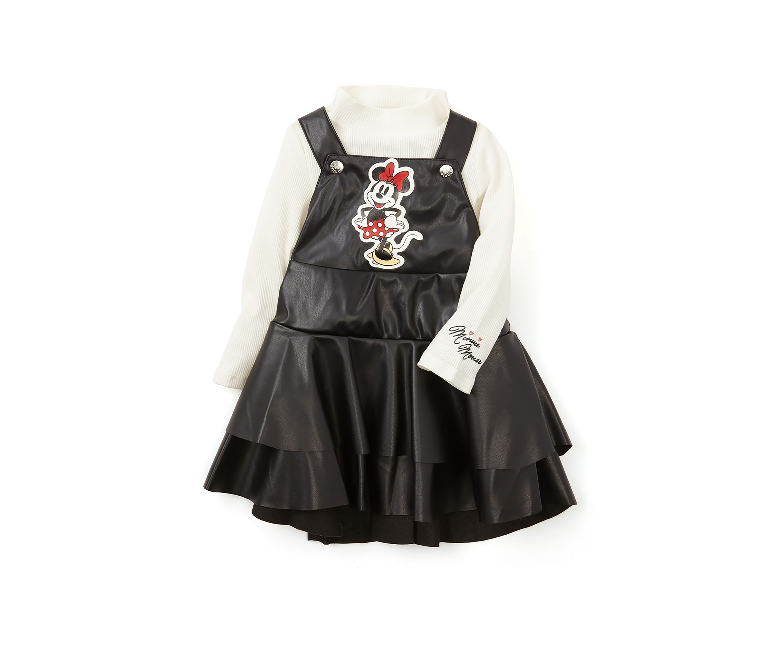Baby Girls Minnie Mouse Leather Jumper Dress Set