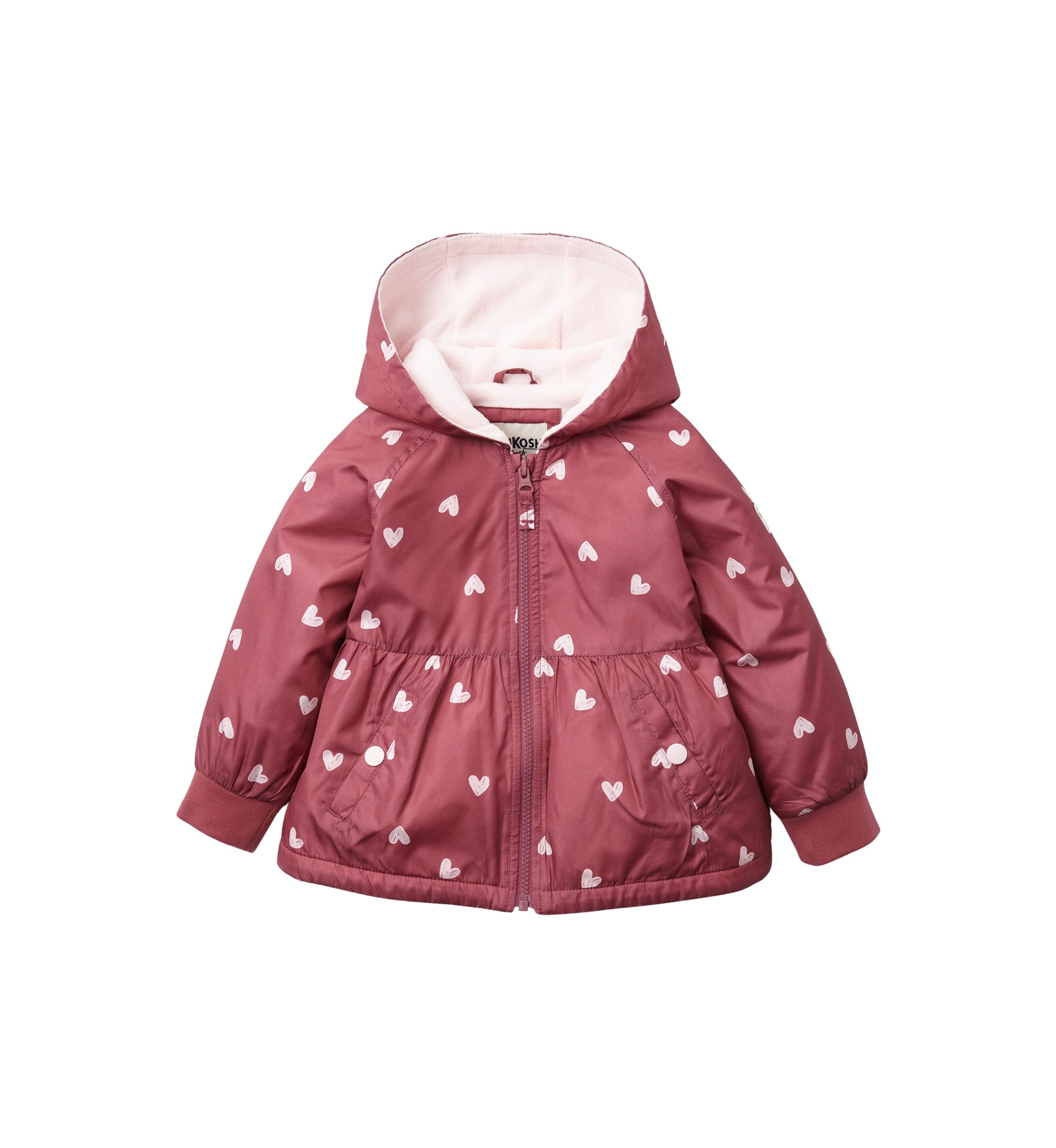 Baby Girls Heart Print Flounce Midweight Jacket