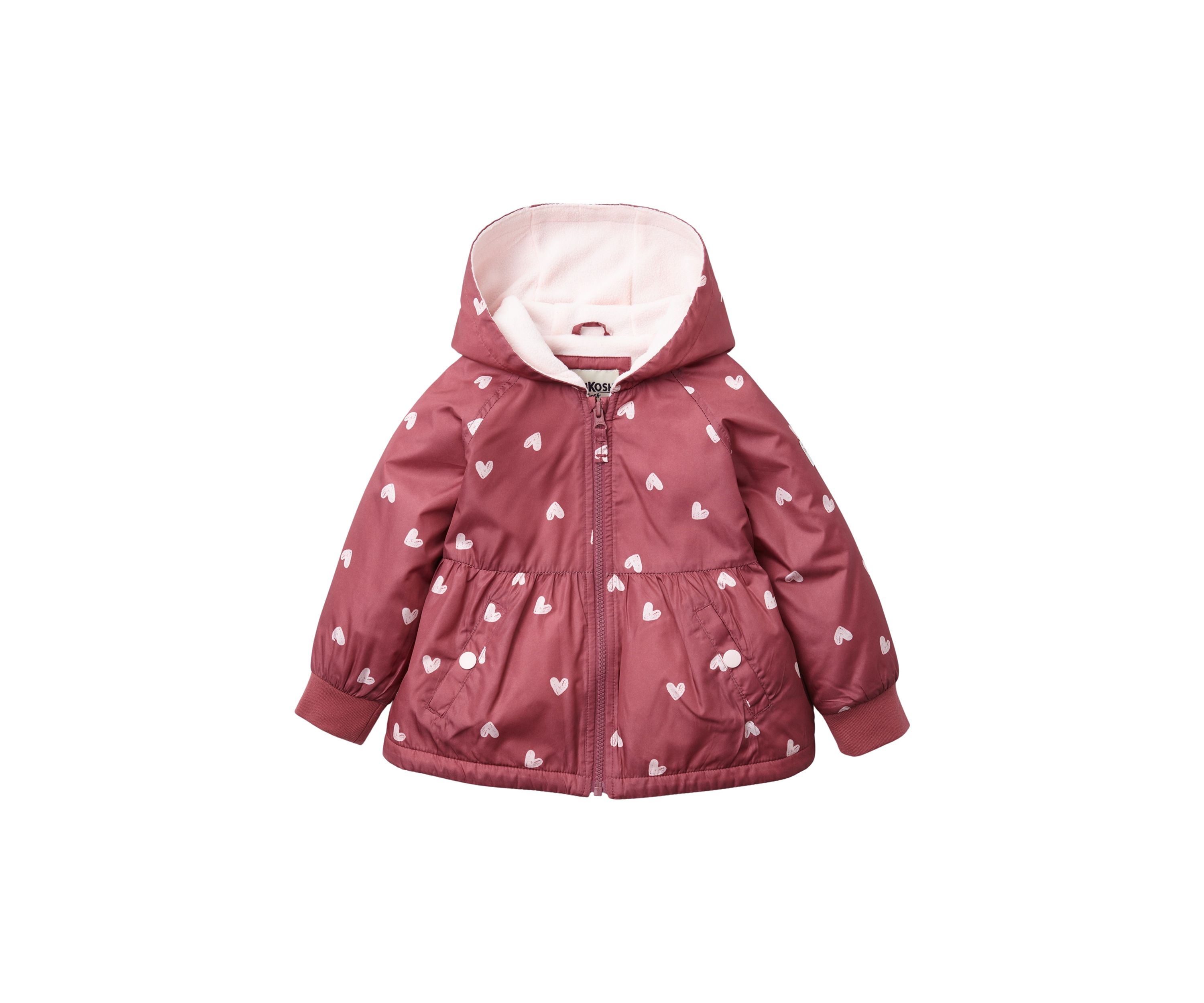 Baby Girls Heart Print Flounce Midweight Jacket