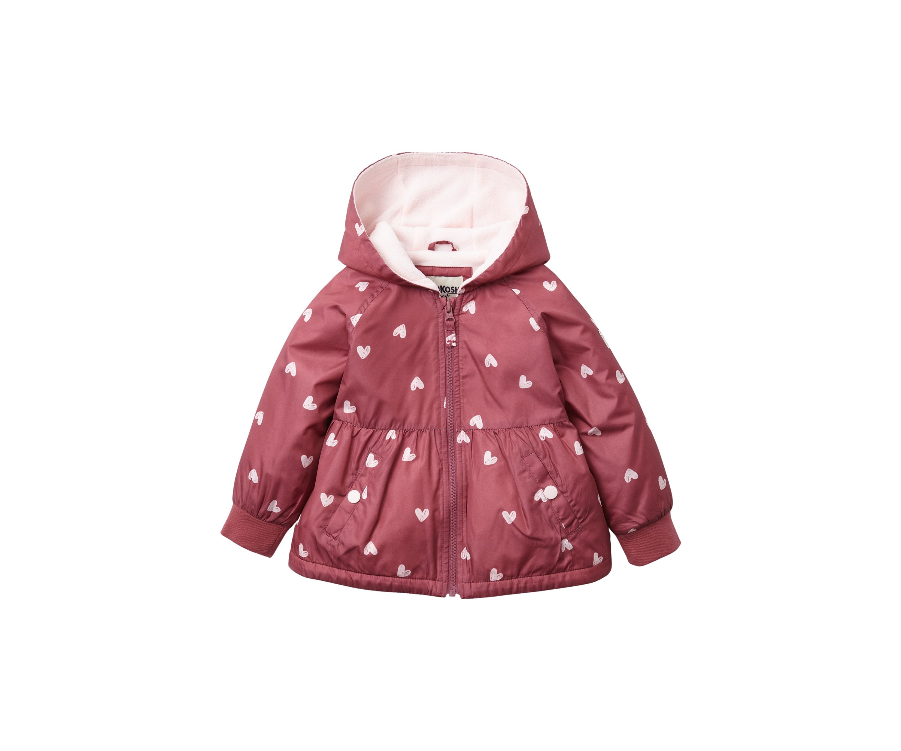 Toddler Girls Heart Print Flounce Midweight Jacket