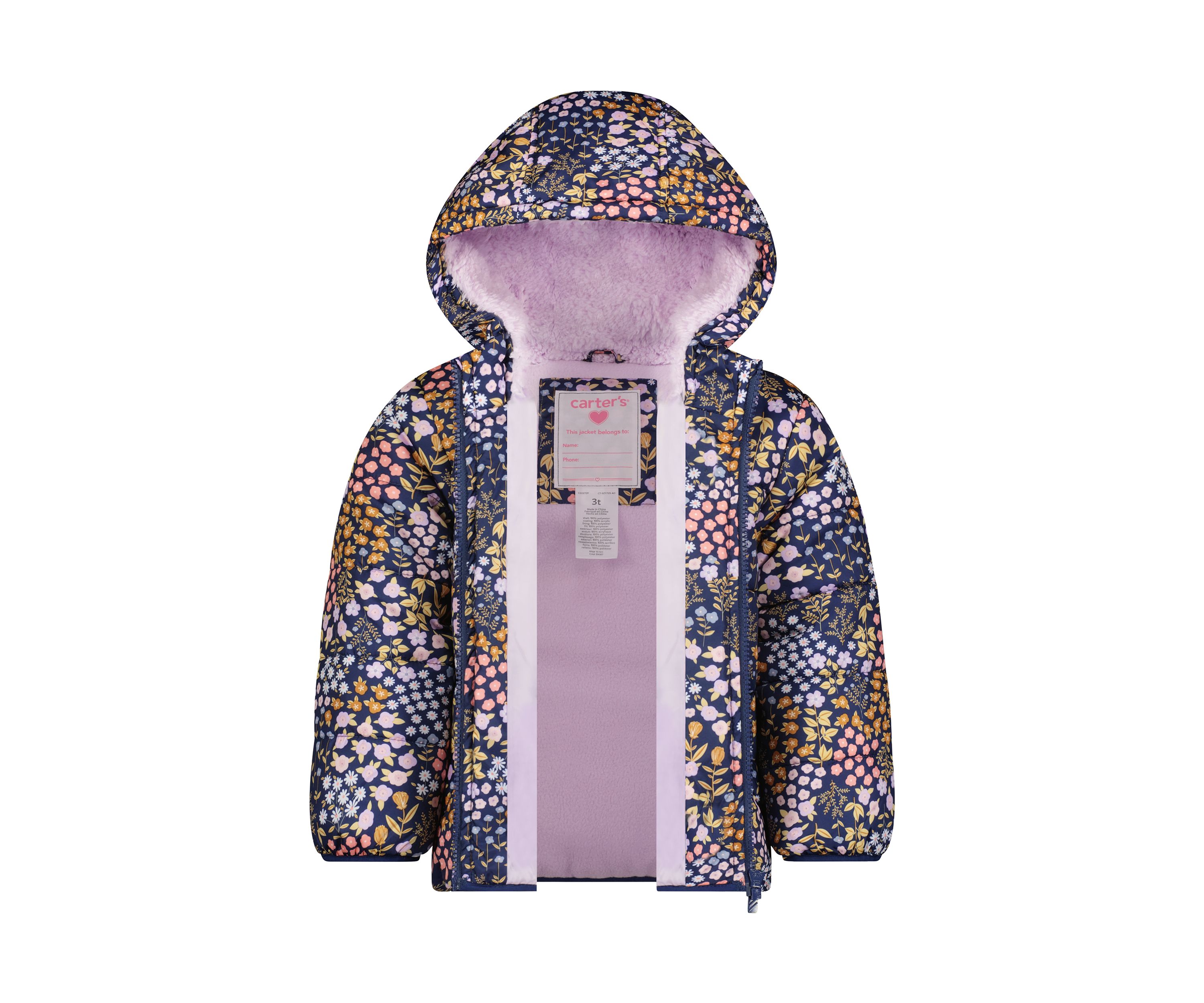 Toddler Girls Printed Puffer Jacket