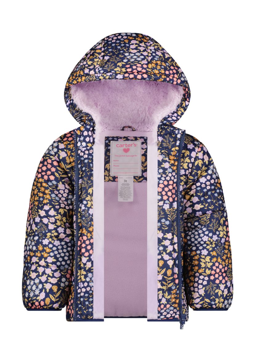 Toddler Girls Printed Puffer Jacket