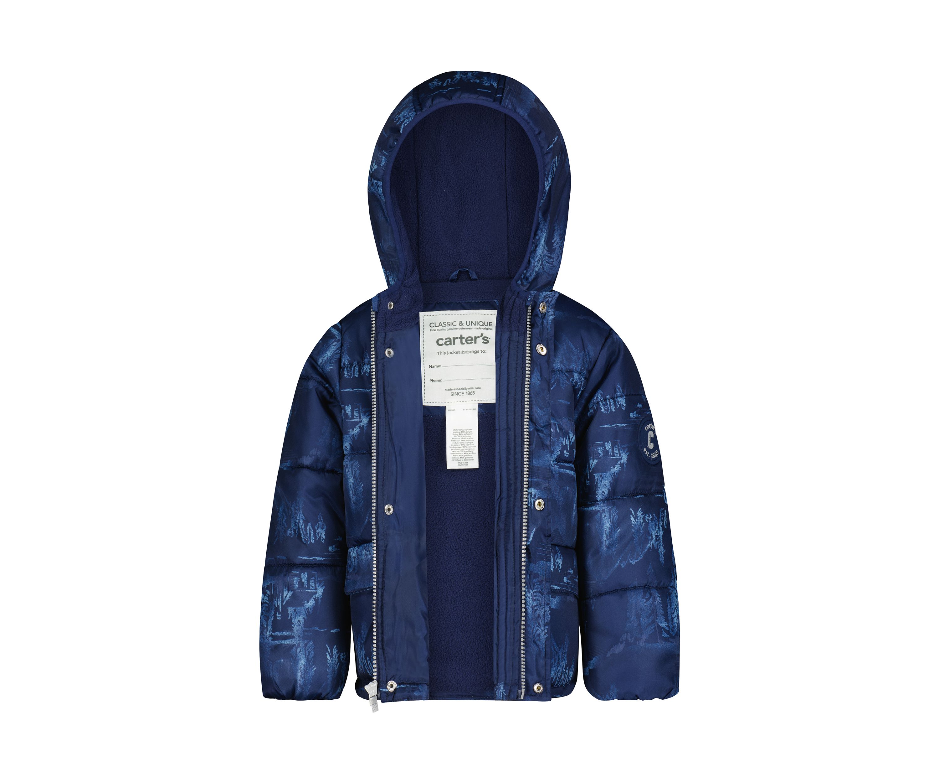 Toddler Boys Printed Puffer Jacket