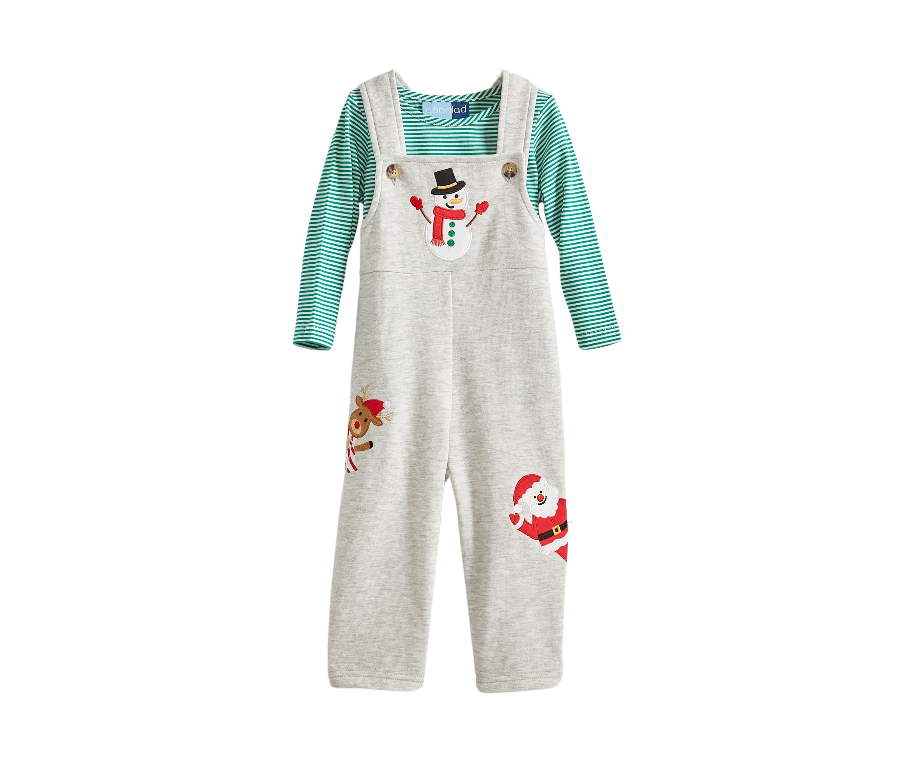 Baby Boys Christmas Appliqué Overall Set