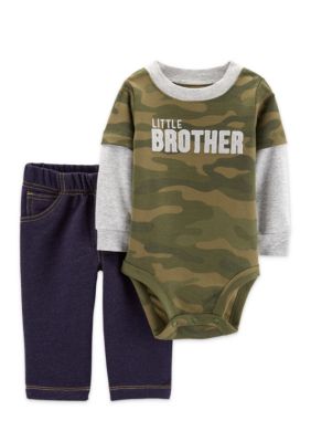 Carter S Baby Boys 2 Piece Little Brother Camo Bodysuit Pant