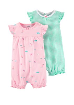 Carter's® Baby Girls 2 Pack Checkered and Flamingo Rompers | belk