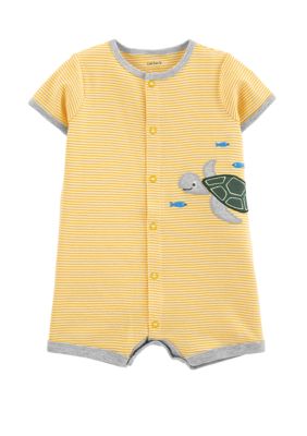 Carter S Baby Boys Striped Turtle Snap Up Romper Belk