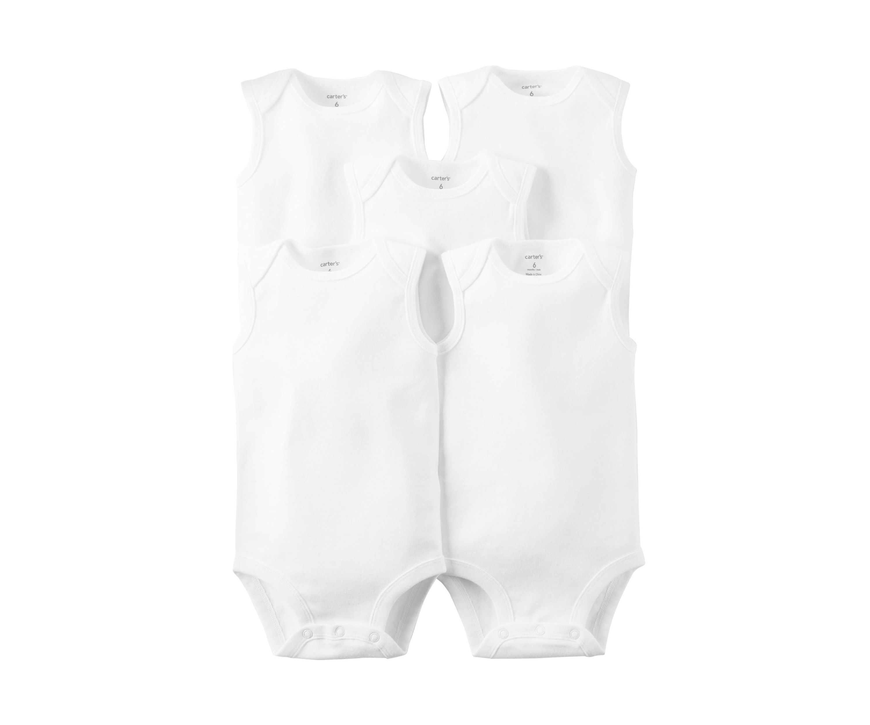 Baby Sleeveless Bodysuits - 5 Pack