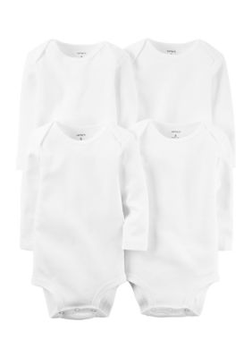Carter's Baby Girls 4-Pack of Cotton Bodysuits, White, 24 Months