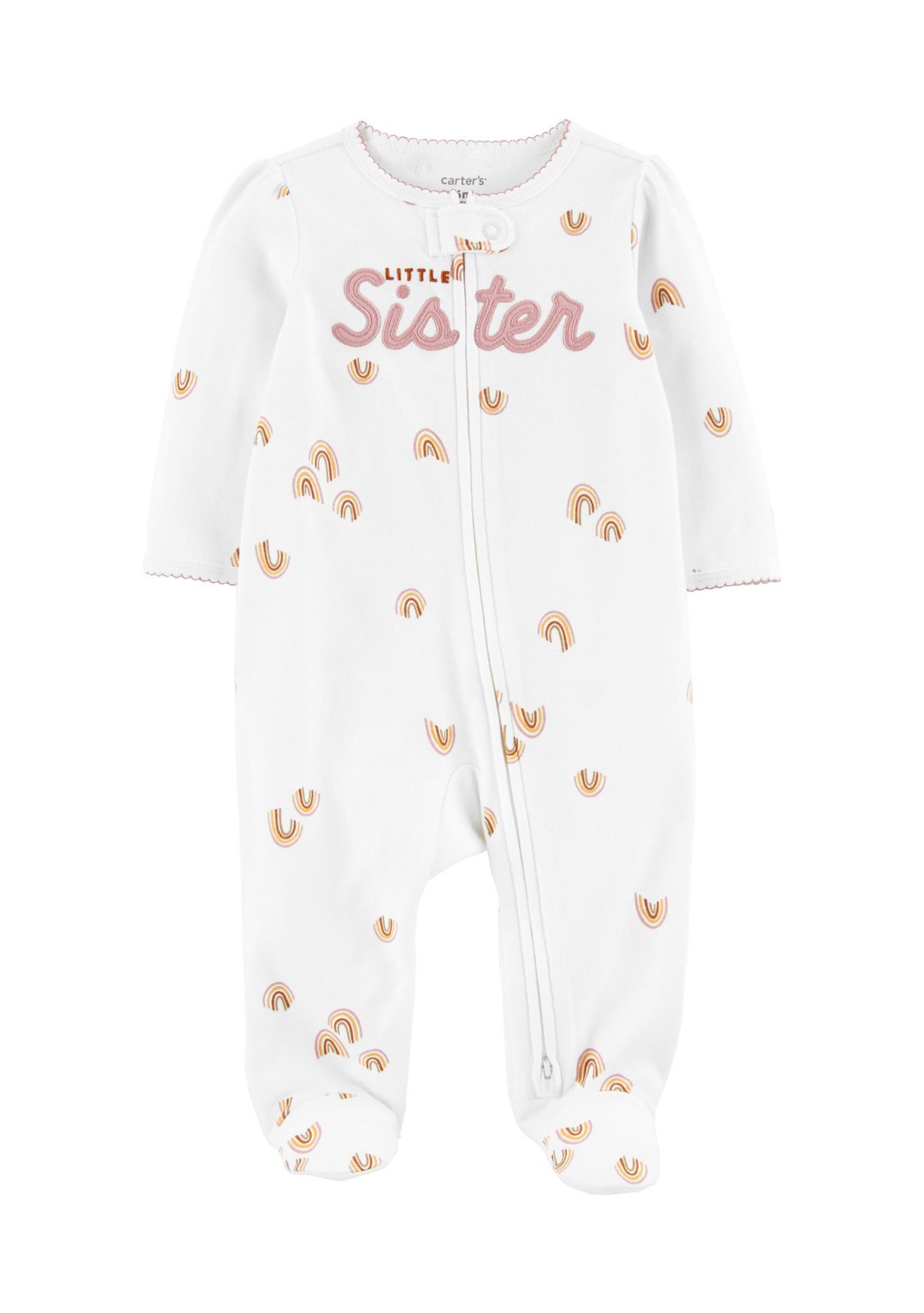 Baby Girls Little Sister 2-Way Zip Cotton Sleep & Play Bodysuit 