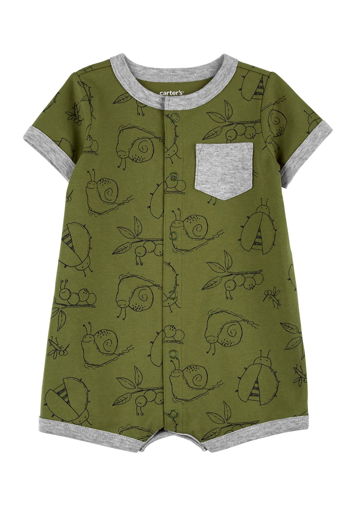 Baby Boys 1-Piece Green Bug Print Romper