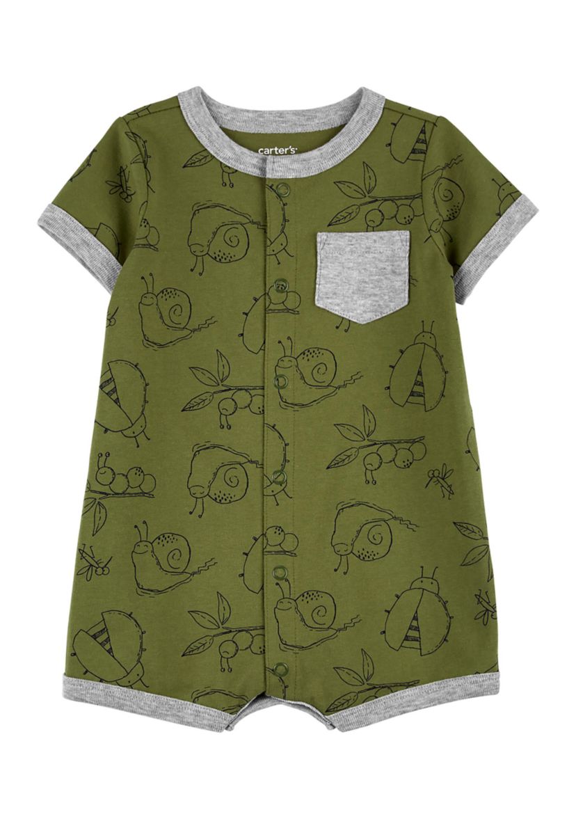 Baby Boys 1-Piece Green Bug Print Romper