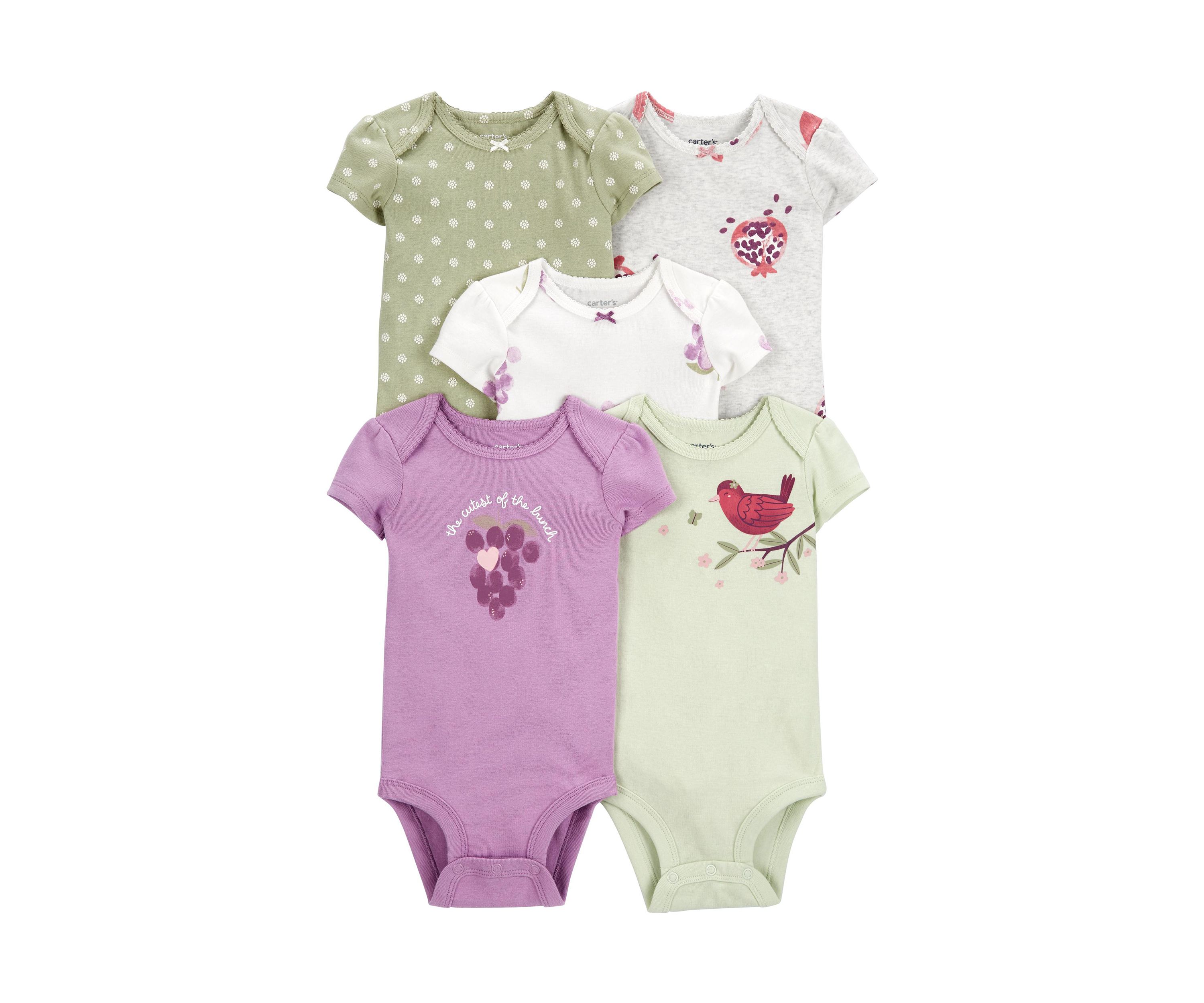 Baby Girls Fruit Bodysuits - 5 Pack
